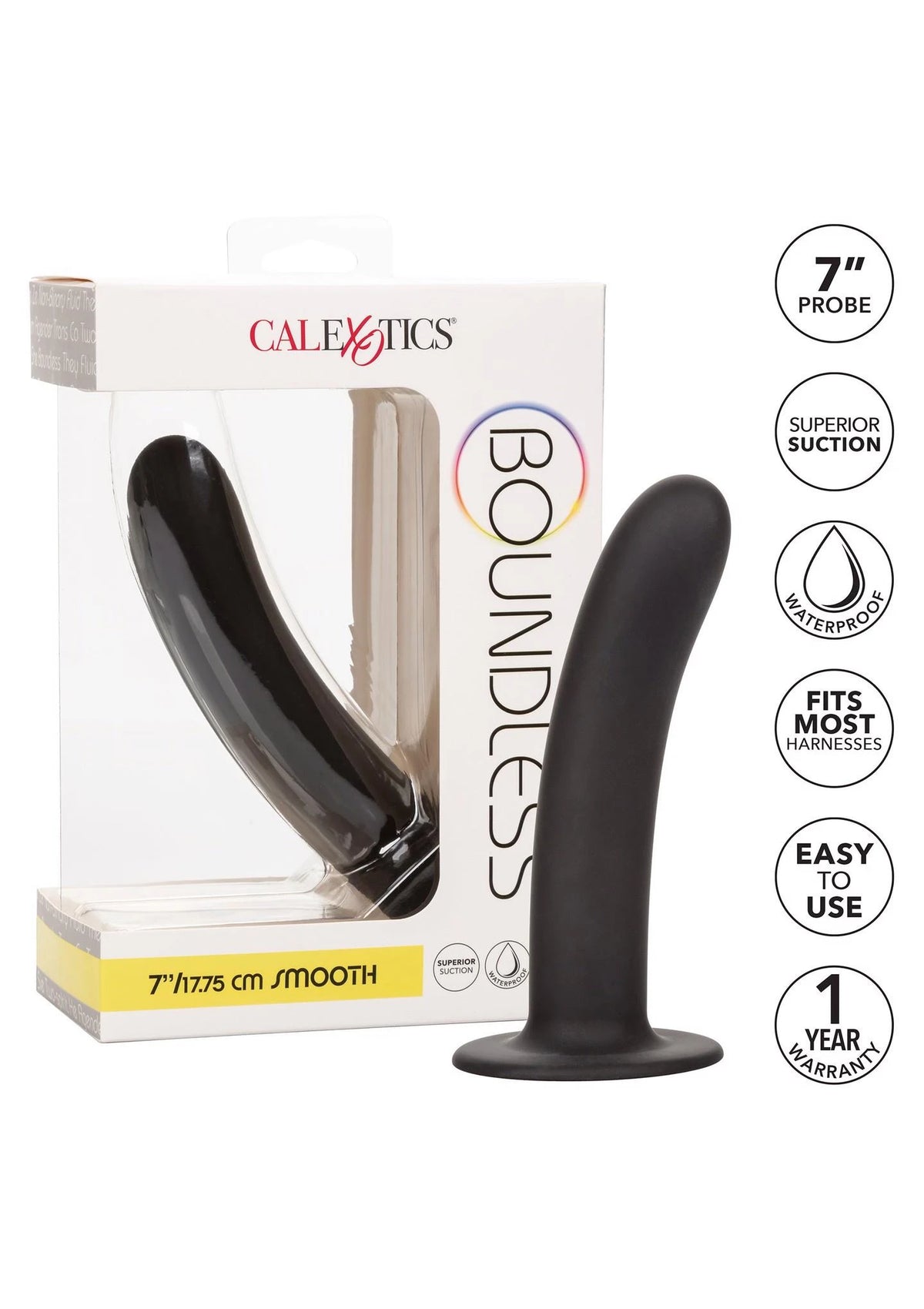 Dildo Boundless 7 Smooth – con ventosa, nero | Calexotics