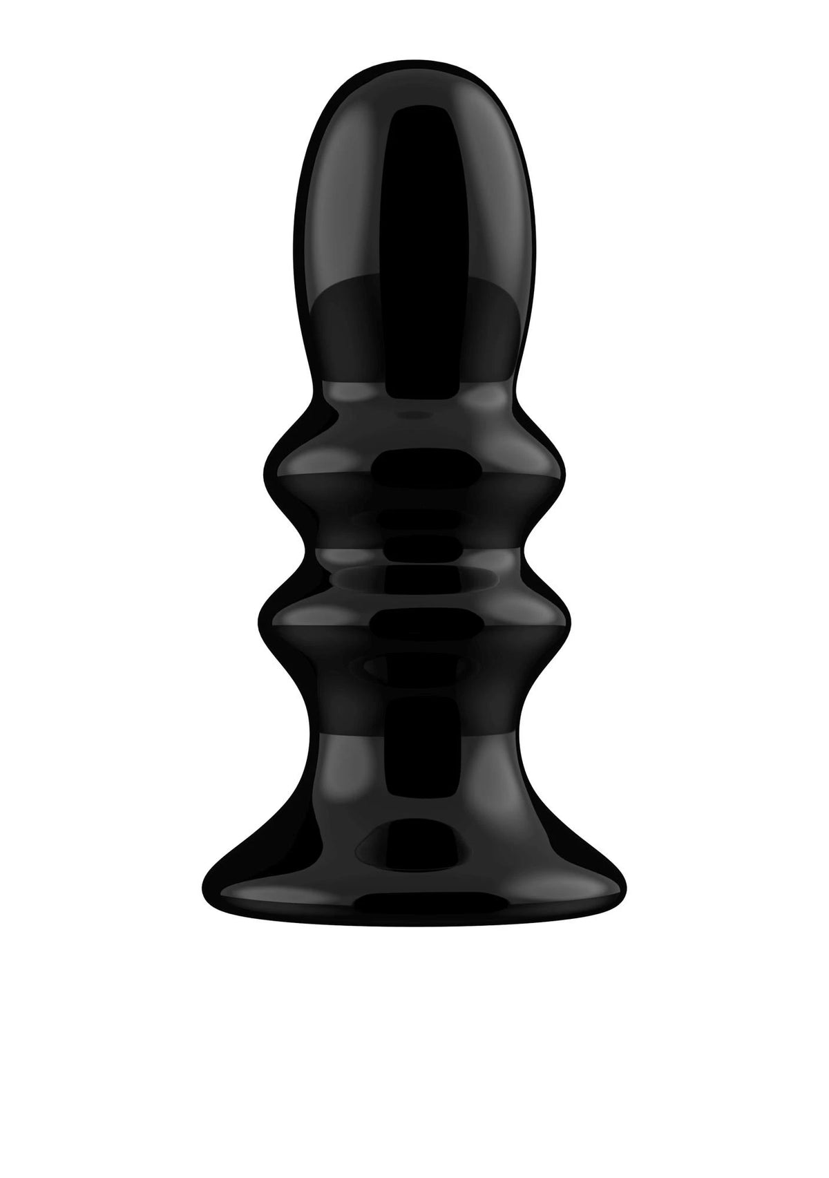 Butt plug Ribbly Ribble 10 functions – glass, remote control, black | Chrystalino