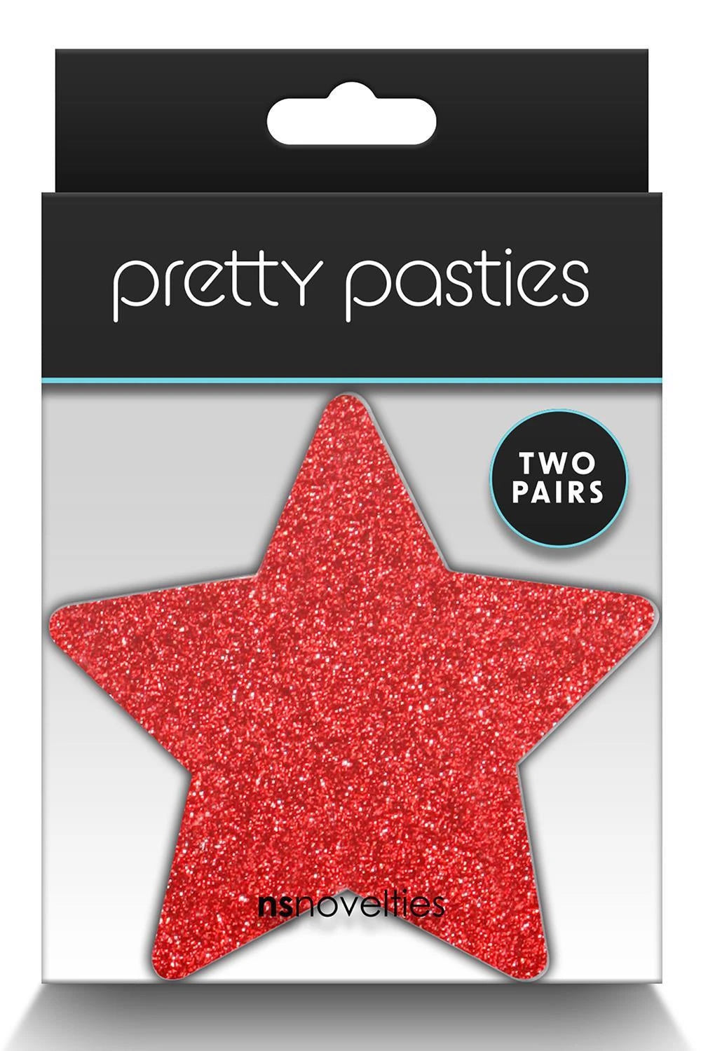 CACHE-TÉTONS PAILLETTÉS ÉTOILES ROUGES ARGENTÉS 2 PAIRES