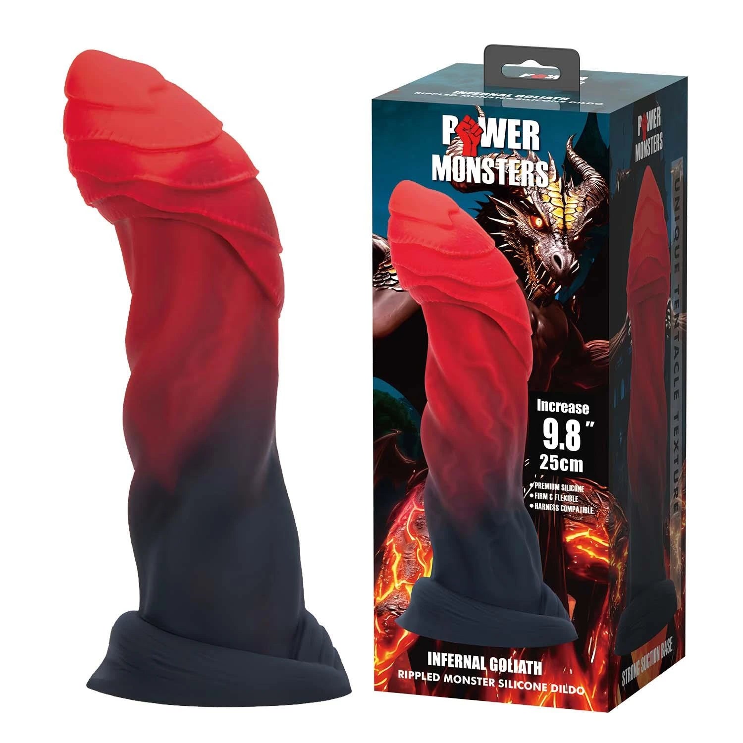Power Monsters Goliath Infernal – Gode en silicone texturé 25 cm
