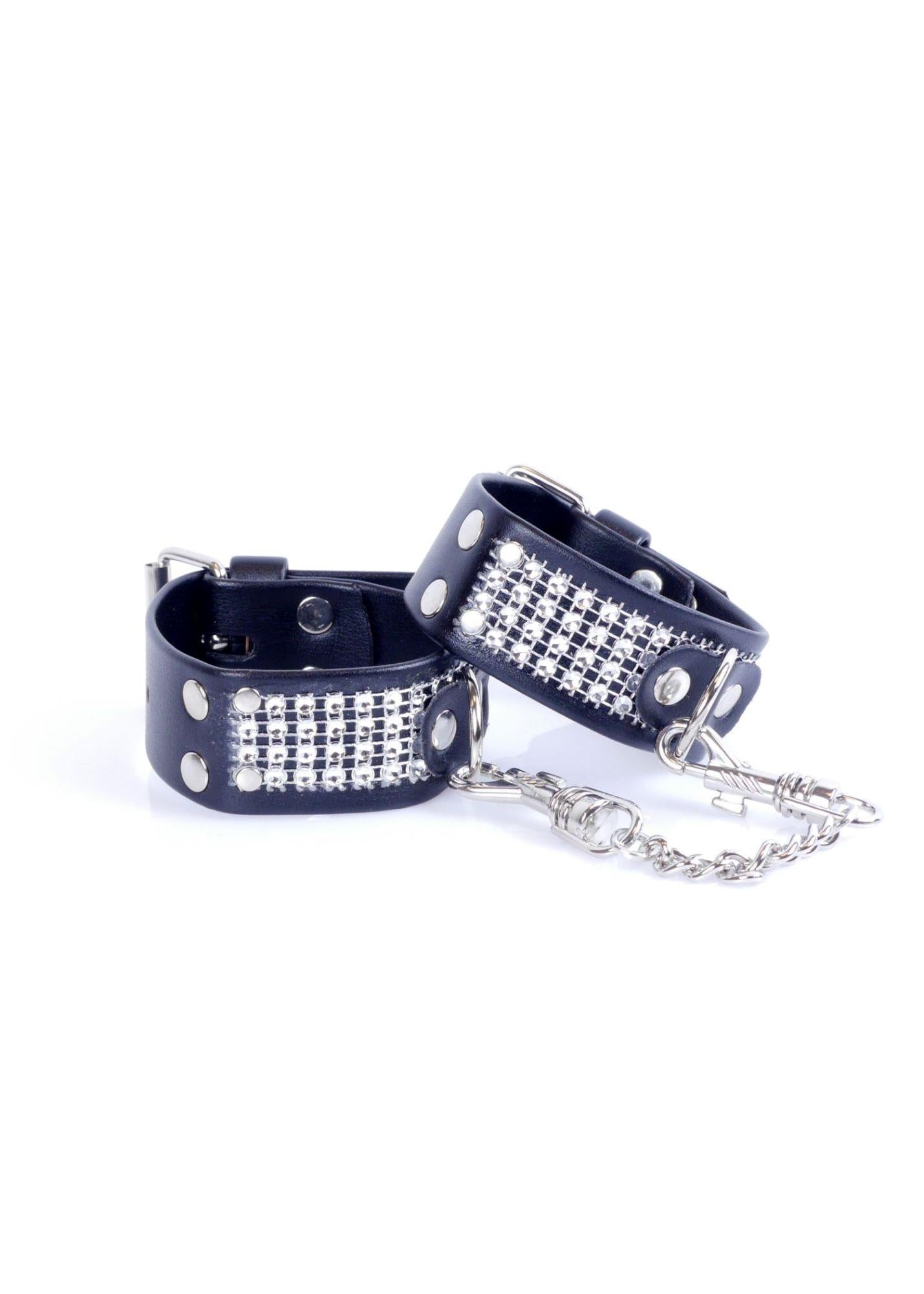 Menottes fétiche B - Série avec cristaux 3 cm Argent