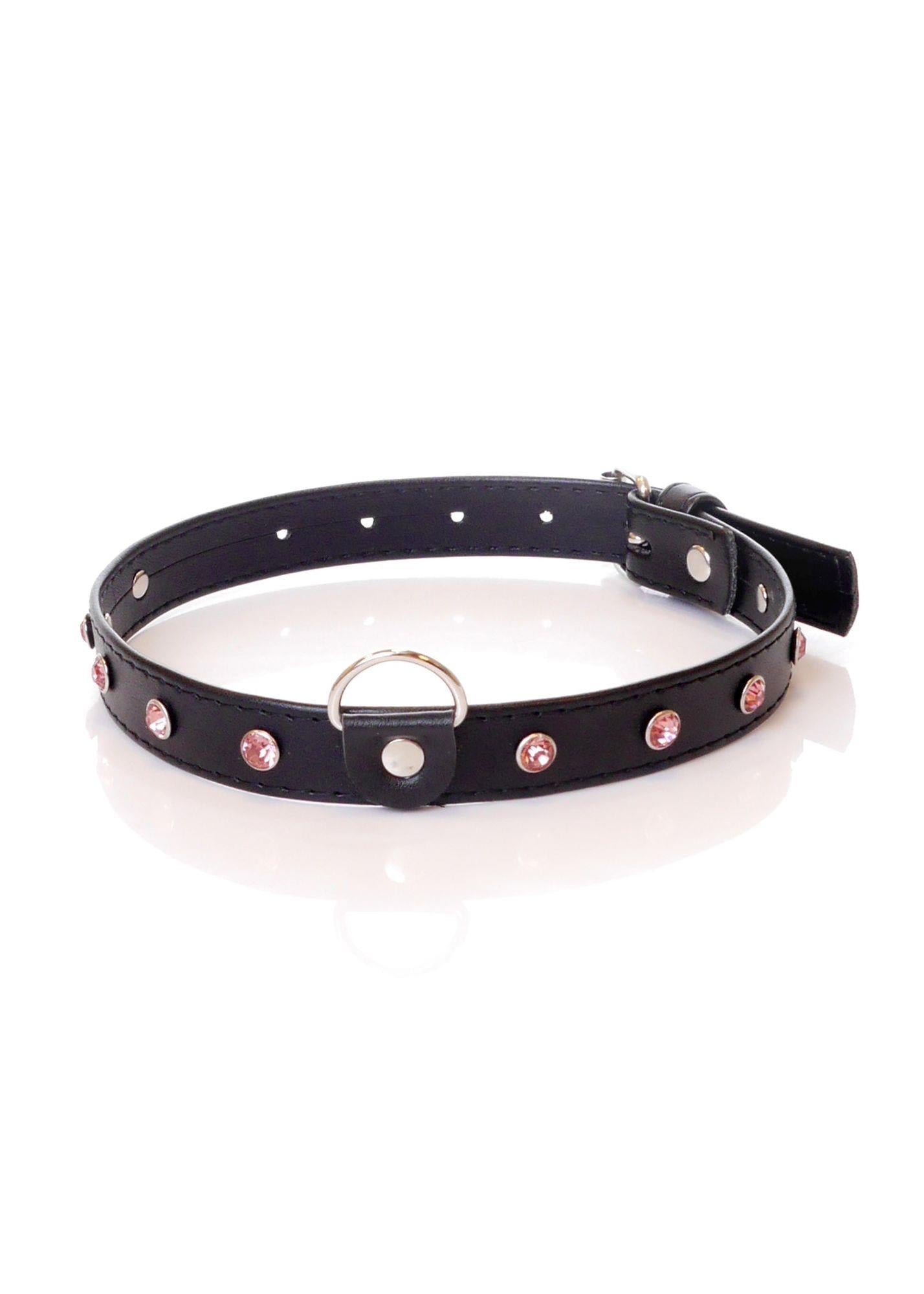 Collier fétiche B - Série - Cristal rose 2 cm