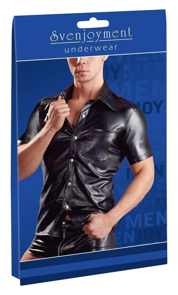 Imitation Leather Men's Shirt2XL