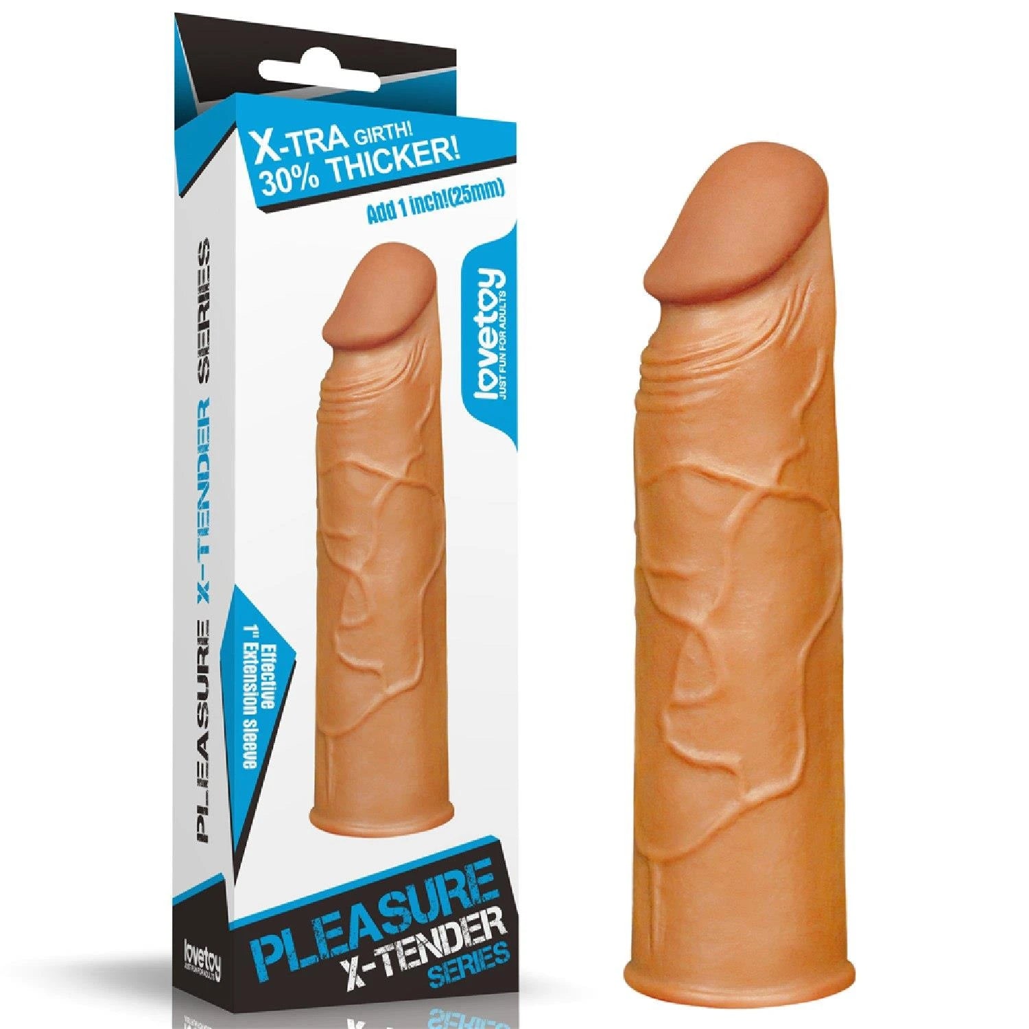 Ajouter 1"" manchon pénien Pleasure X Tender marron