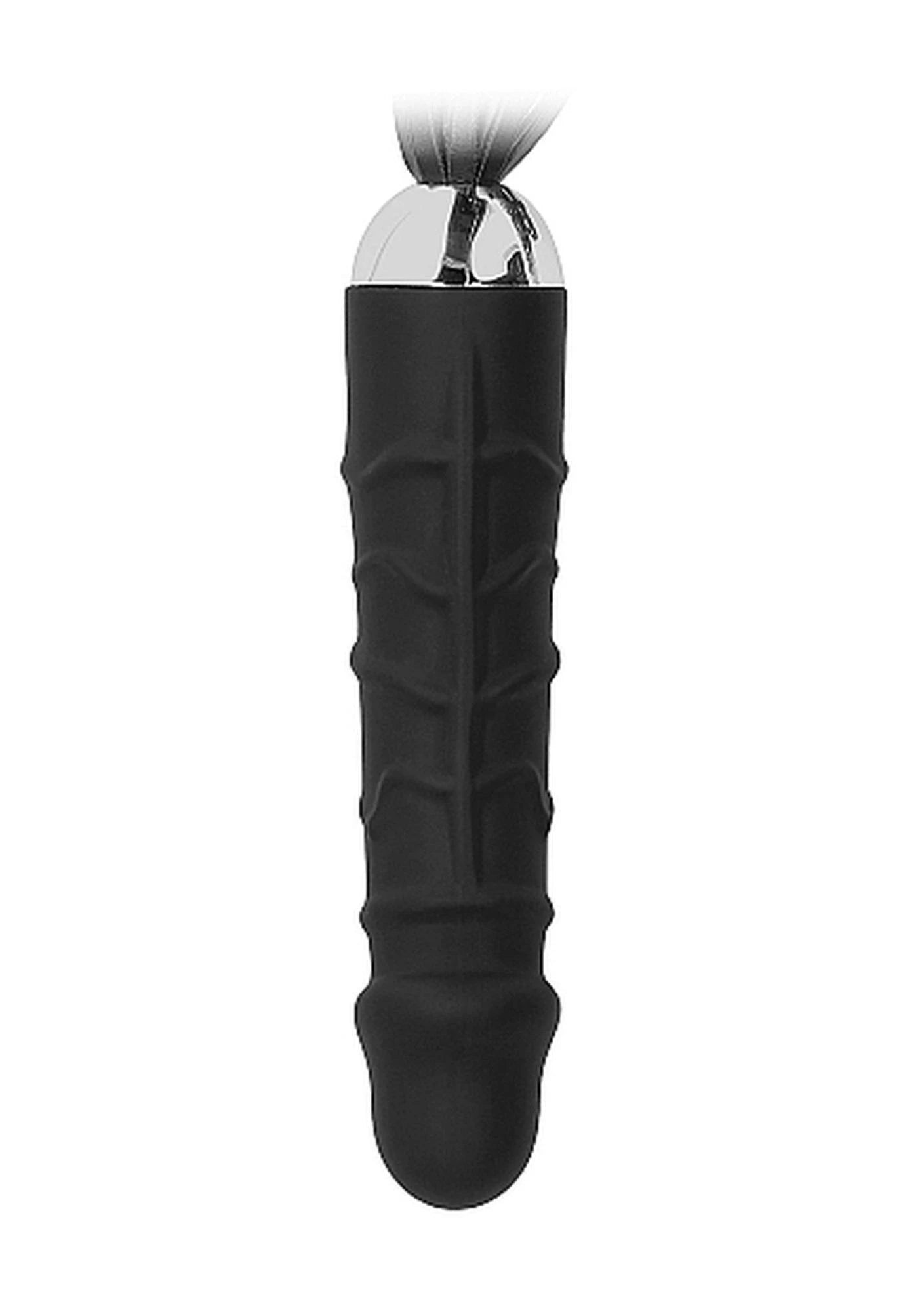 Fouet noir avec godemichet en silicone réaliste - Noir
