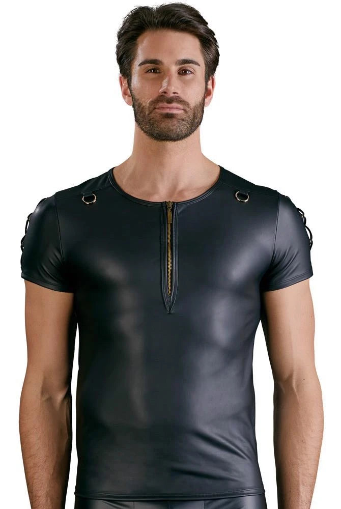 T-shirt homme – à zip, mini, noir | NEK