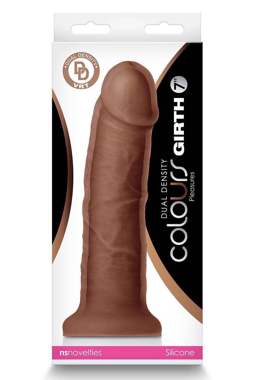 Gode réaliste Colours Density 7 Girth – avec ventouse, double, marron | NS Novelties