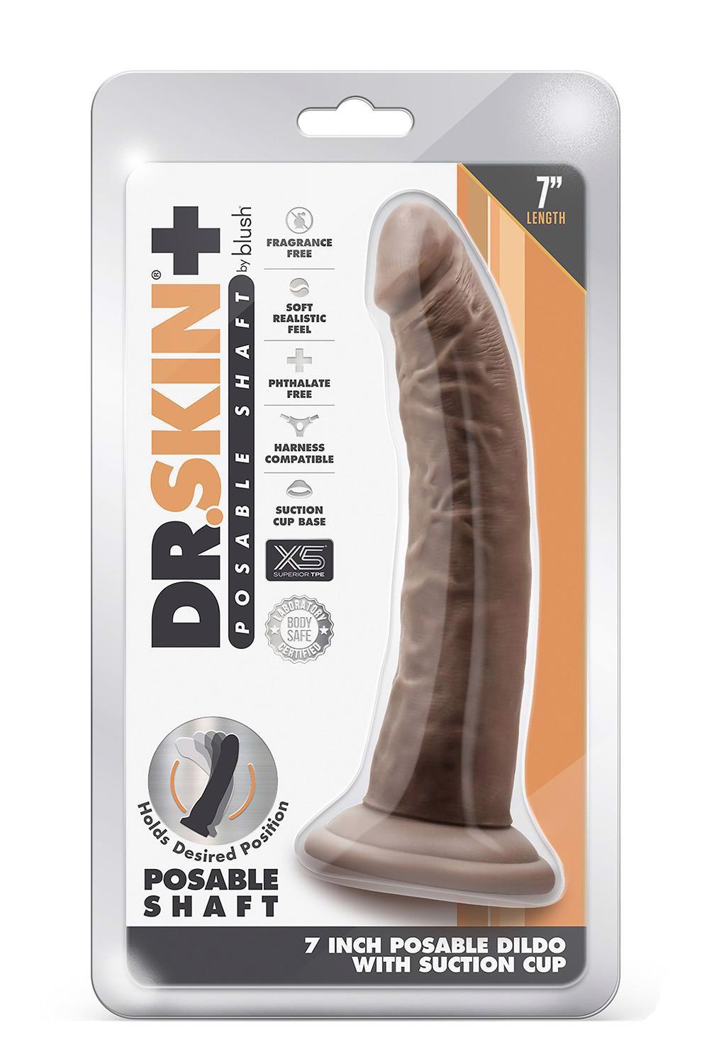 Gode DR Posable 19.1 cm – avec ventouse, marron | Blush