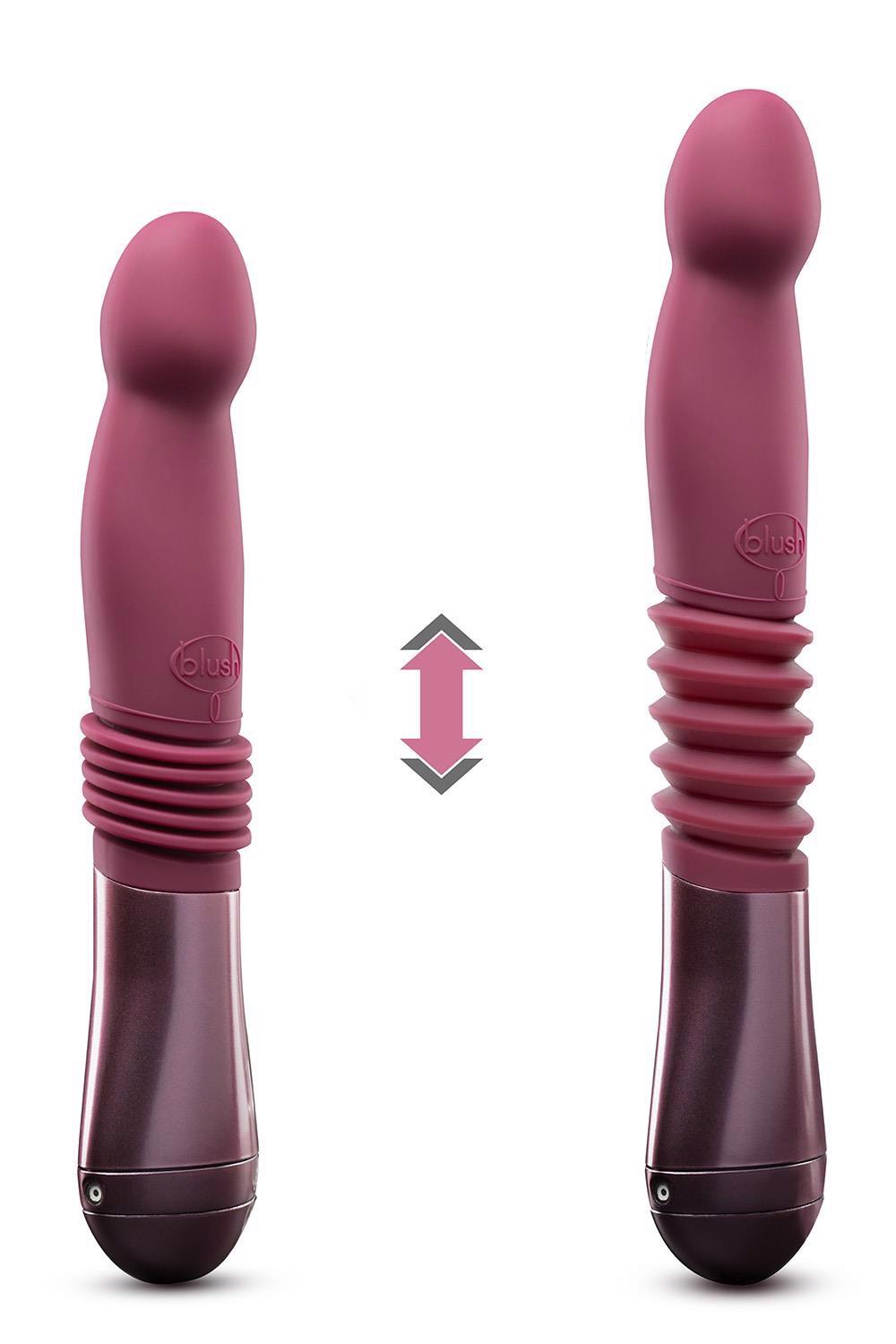 Dildo Temptasia Trixie 25.4 cm – vibratório, com impulso, bordô | Blush