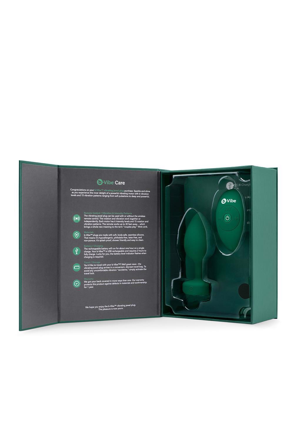 B-VIBE VIBRO-PLUG BIJOU M/L VERT ÉMERAUDE