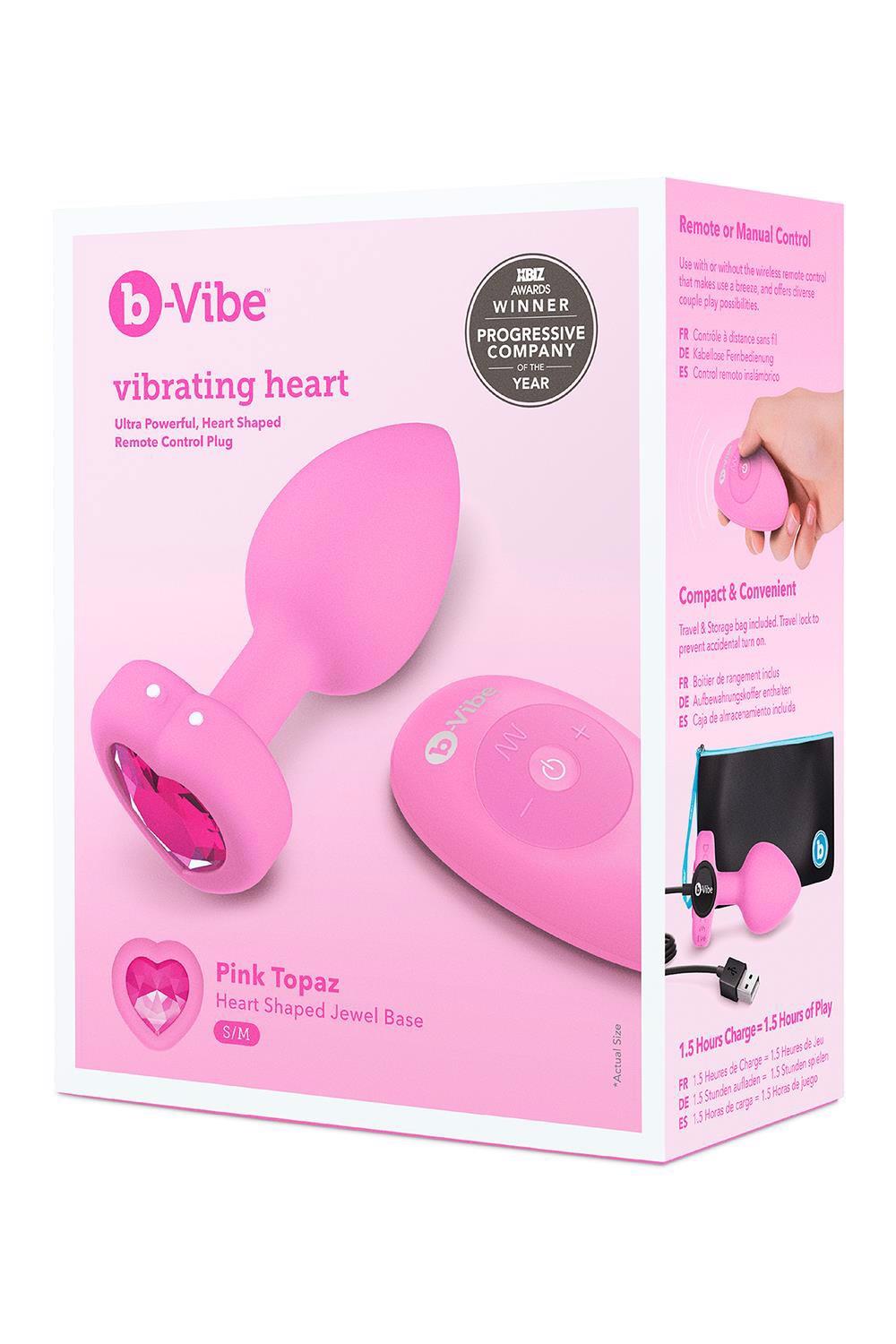 Analplug Heart Shape SM 6 Funktionen – vibrierend, mit Schmuckstein, rosa | b-Vibe