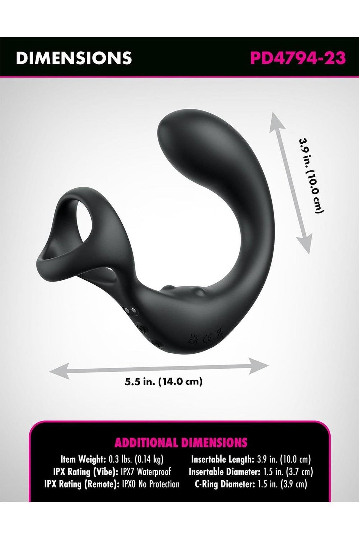 Massaggiatore prostatico Gasm Taint Alizer 7 funzioni – con telecomando, ricaricabile, nero | Anal Fantasy Elite