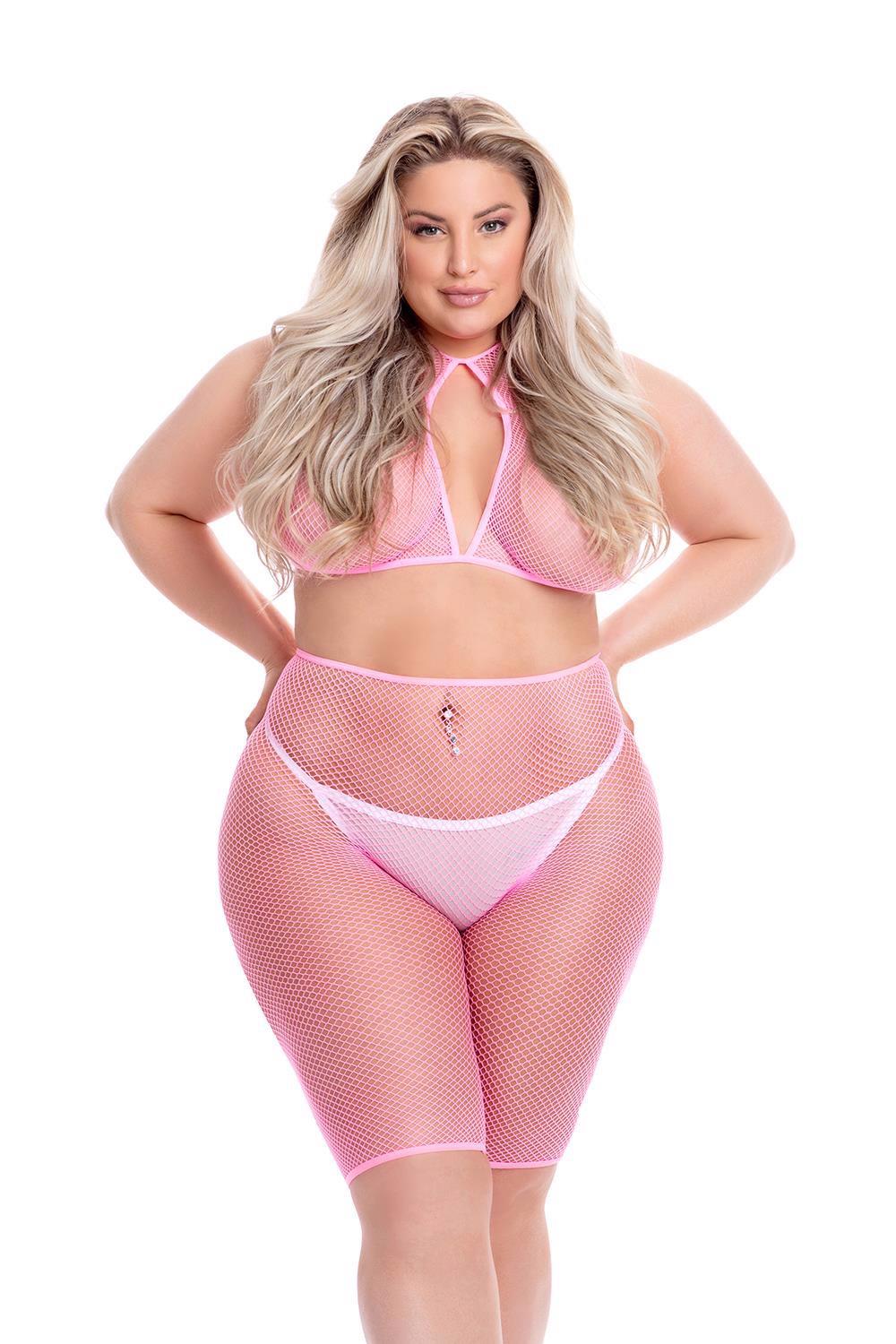 Completino Sunset Bike – fosforescente, taglie forti, rosa | Pink Lipstick Lingerie