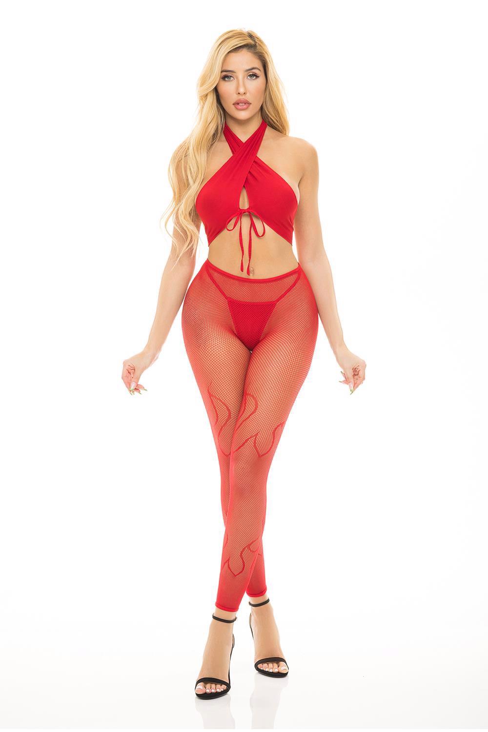 Conjunto de lingerie Gives 3 peças – vermelho