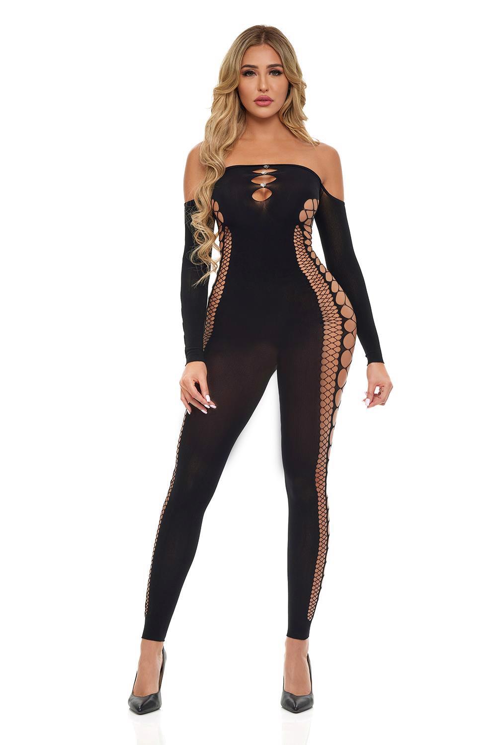 Catsuit Drippin – com joia, preto | Pink Lipstick Lingerie