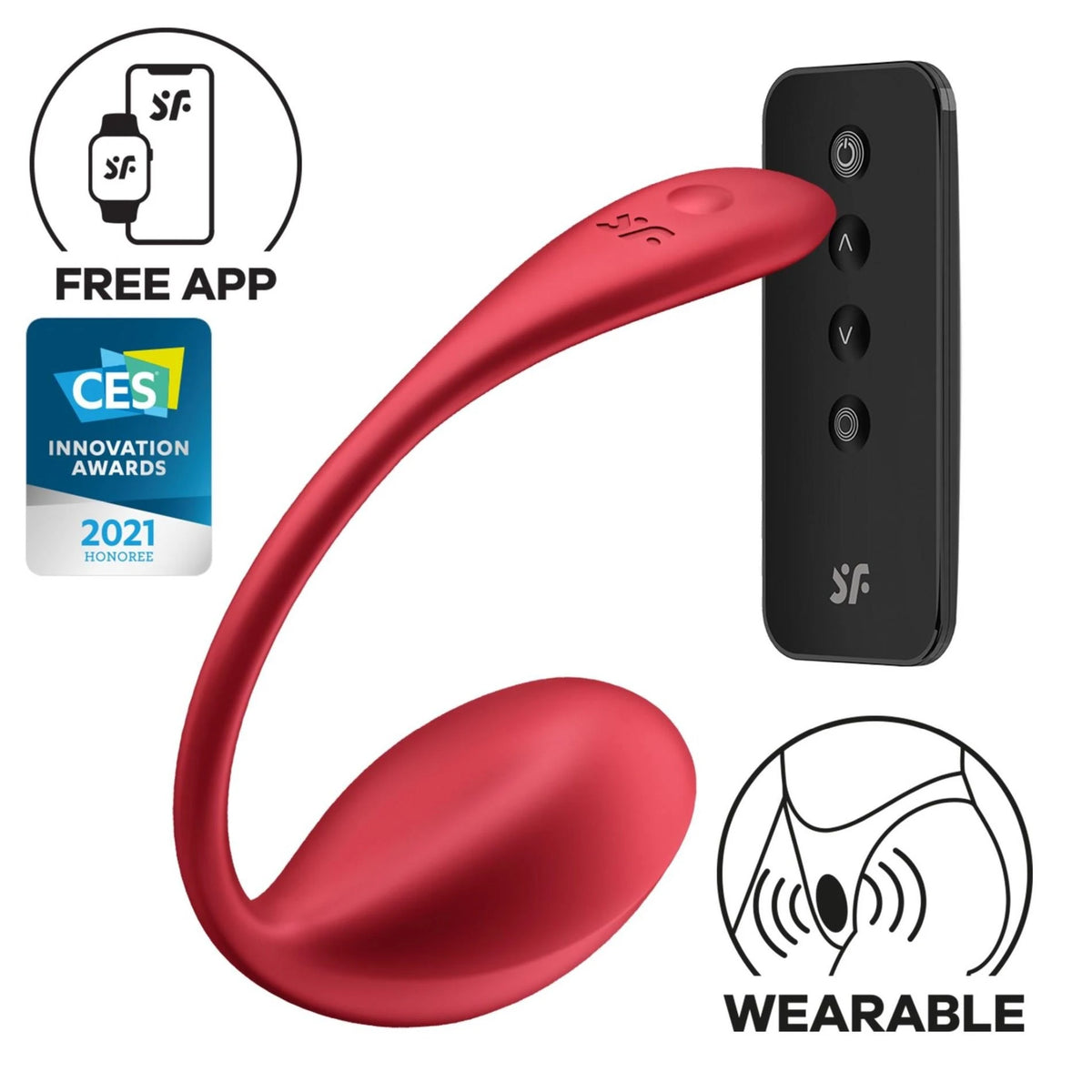 Œuf vibrant Shiny Petal Connect – contrôlé par appli, rechargeable, rouge | Satisfyer