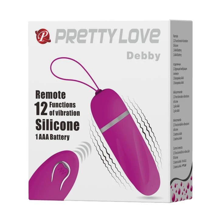Ovo vibratório Debby 12 funções – com controlo remoto, fúcsia | Pretty Love