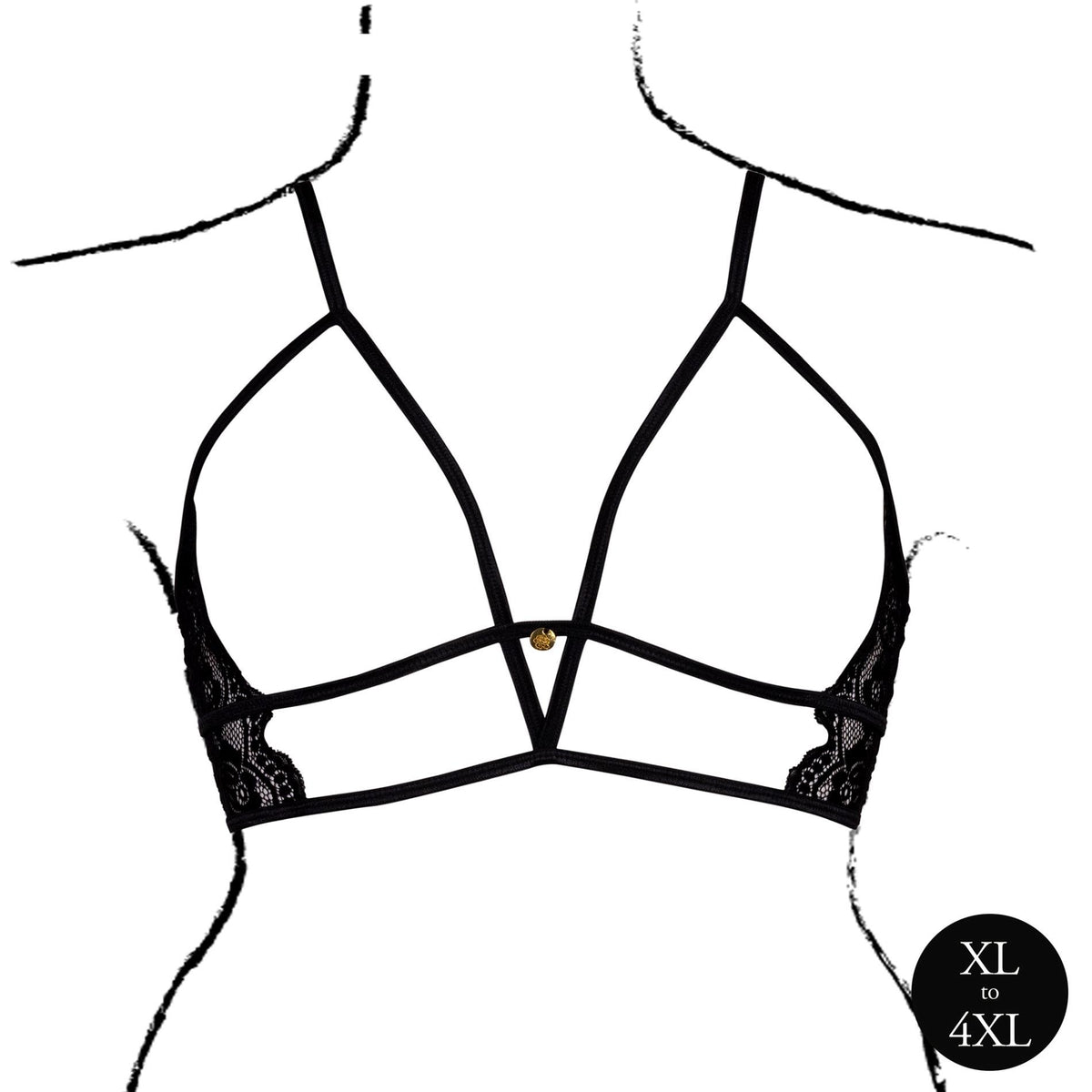 Conjunto de lencería Triangle Sliders Queen – tallas grandes, negro | Le Désir