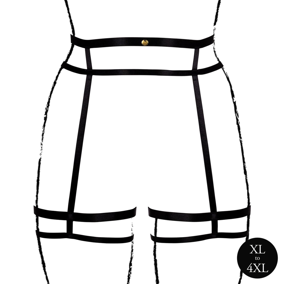 Reggicalze Belt Sliders Queen – taglie forti, doppio, nero | Le Désir