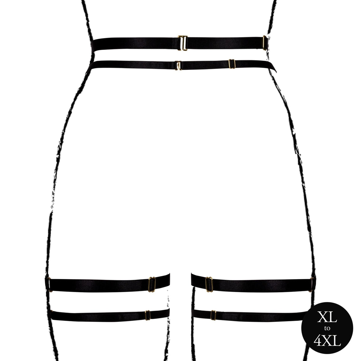 Reggicalze Belt Sliders Queen – taglie forti, doppio, nero | Le Désir