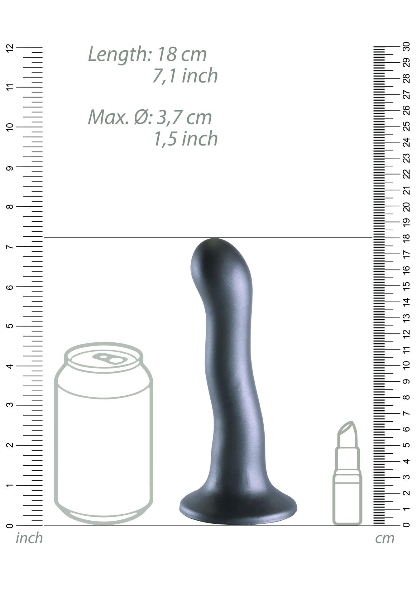 Godemichet Ultra Doux en Silicone Courbé Point G - 7'' / 17 cm - Gunmetal
