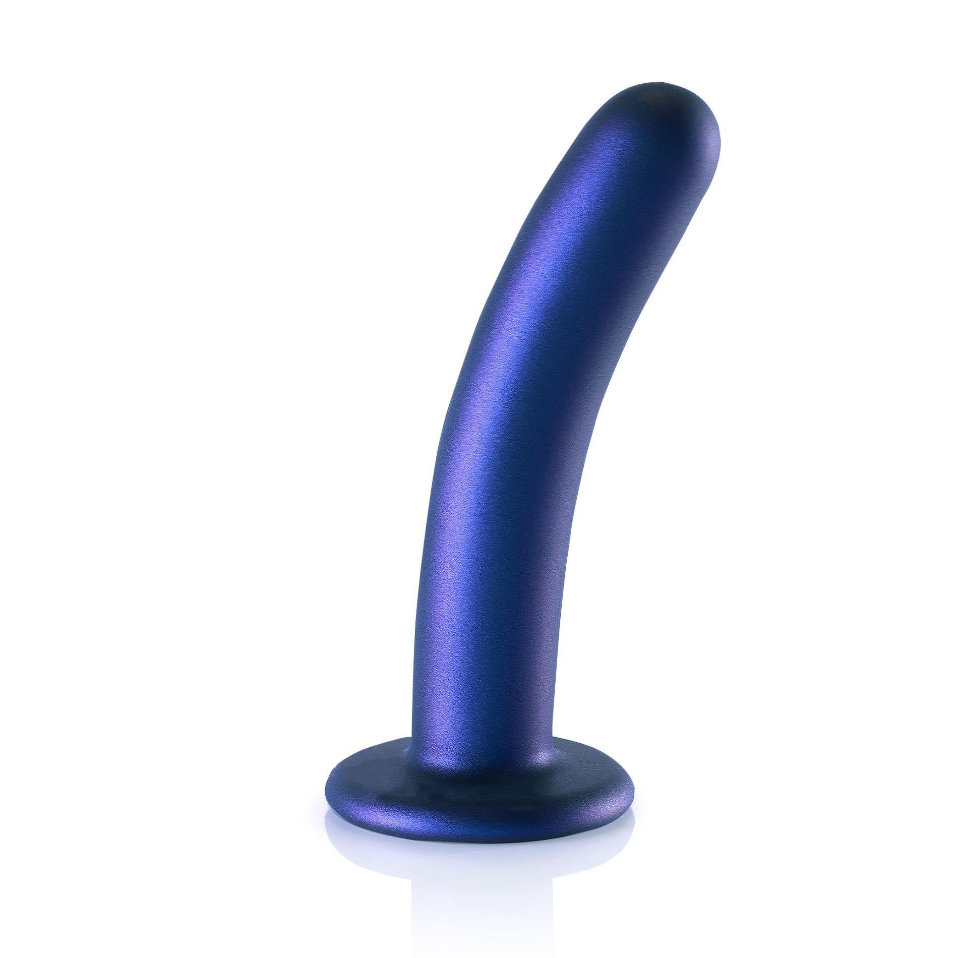 Smooth Silicone G-Spot Dildo - 6'' / 14,5 cm - Metallic Blue