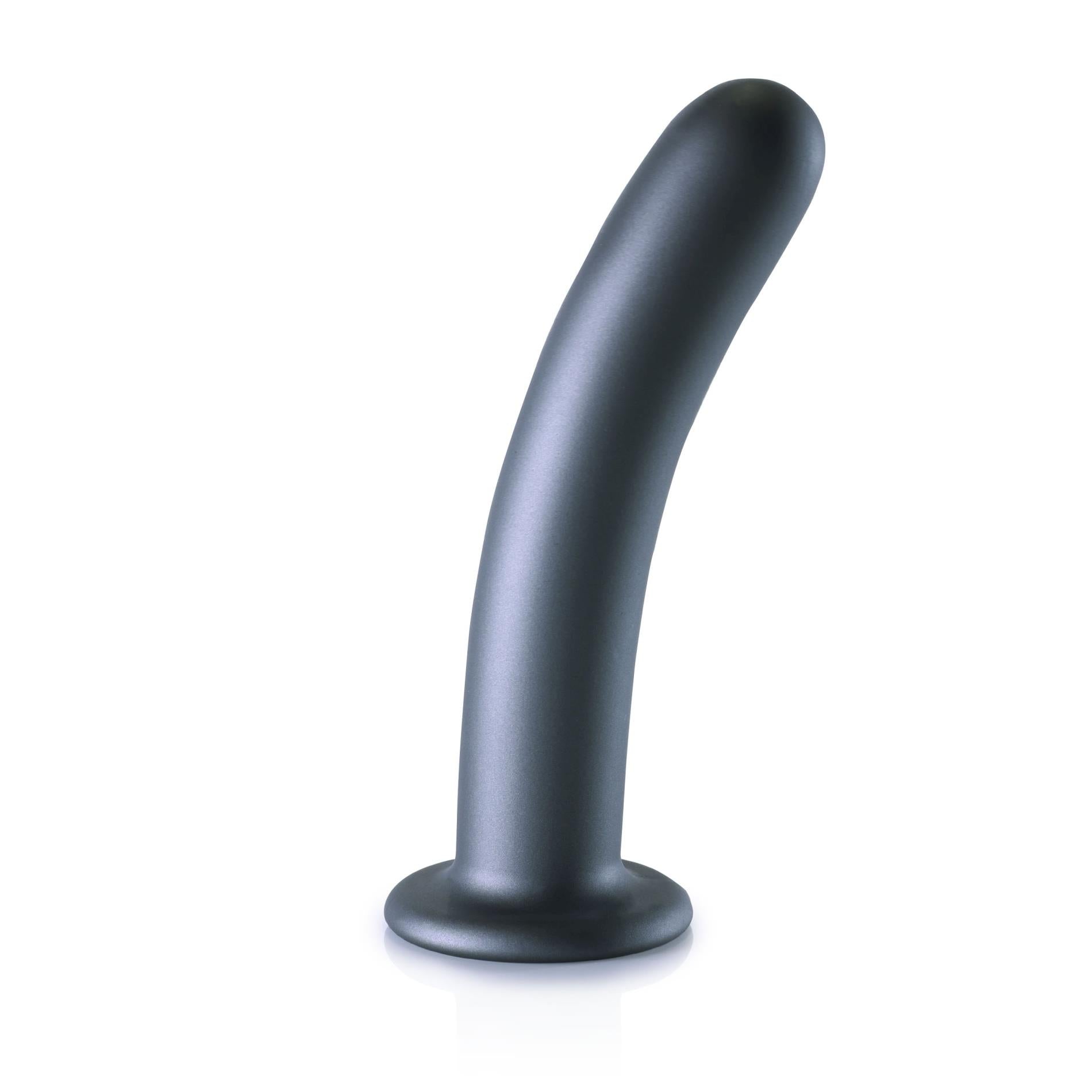 Smooth Silicone G-Spot Dildo - 7'' / 17 cm - Gunmetal