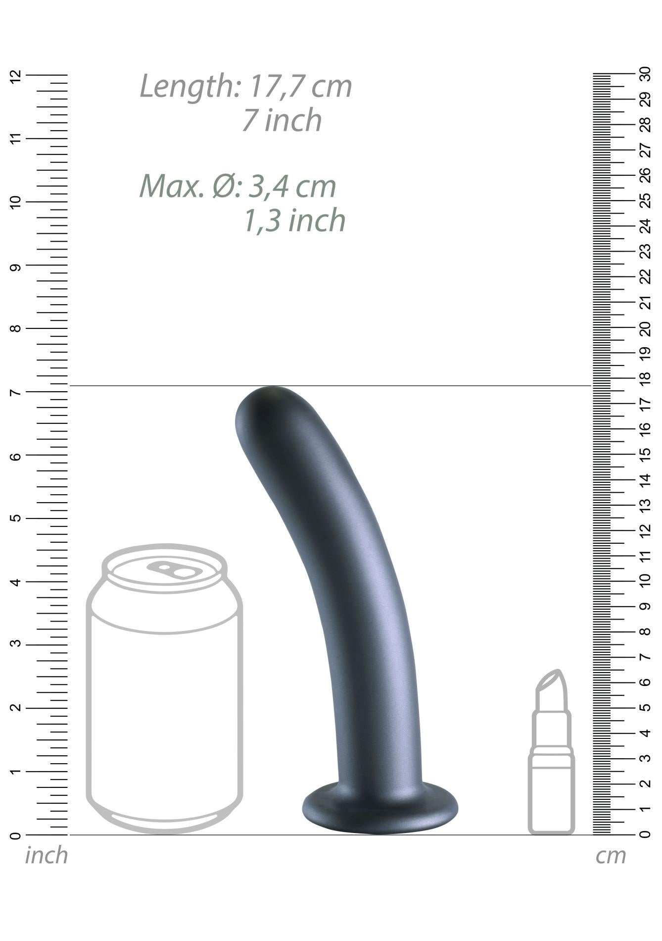 Smooth Silicone G-Spot Dildo - 7'' / 17 cm - Gunmetal