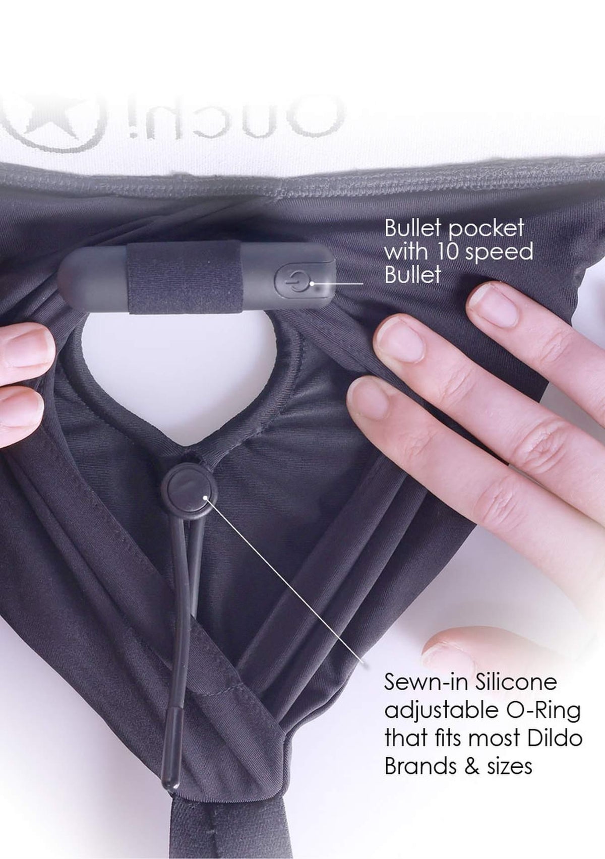 Arnés strap-on 10 velocidades – negro OU831BLKXSS1 | Ouch!