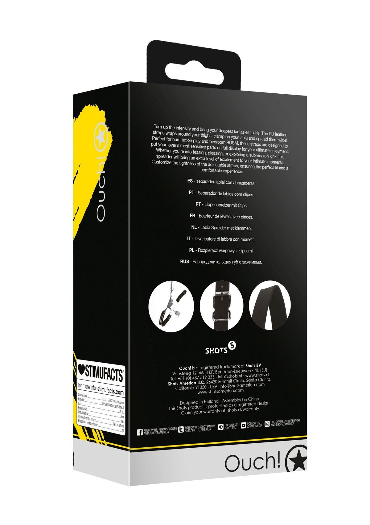 Pinzas para pezones Labia Spreader with Clamps – negra | Ouch!