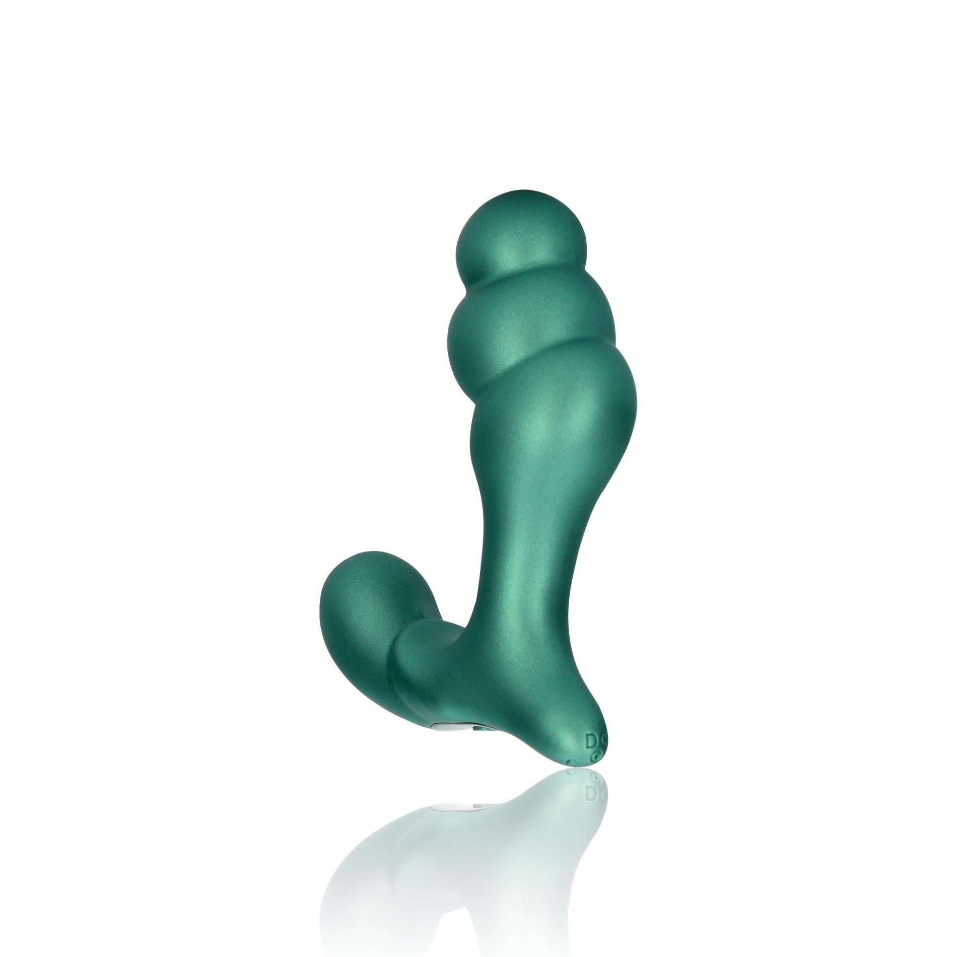 Masseur de prostate vibrant et empilable avec télécommande - Vert métallisé