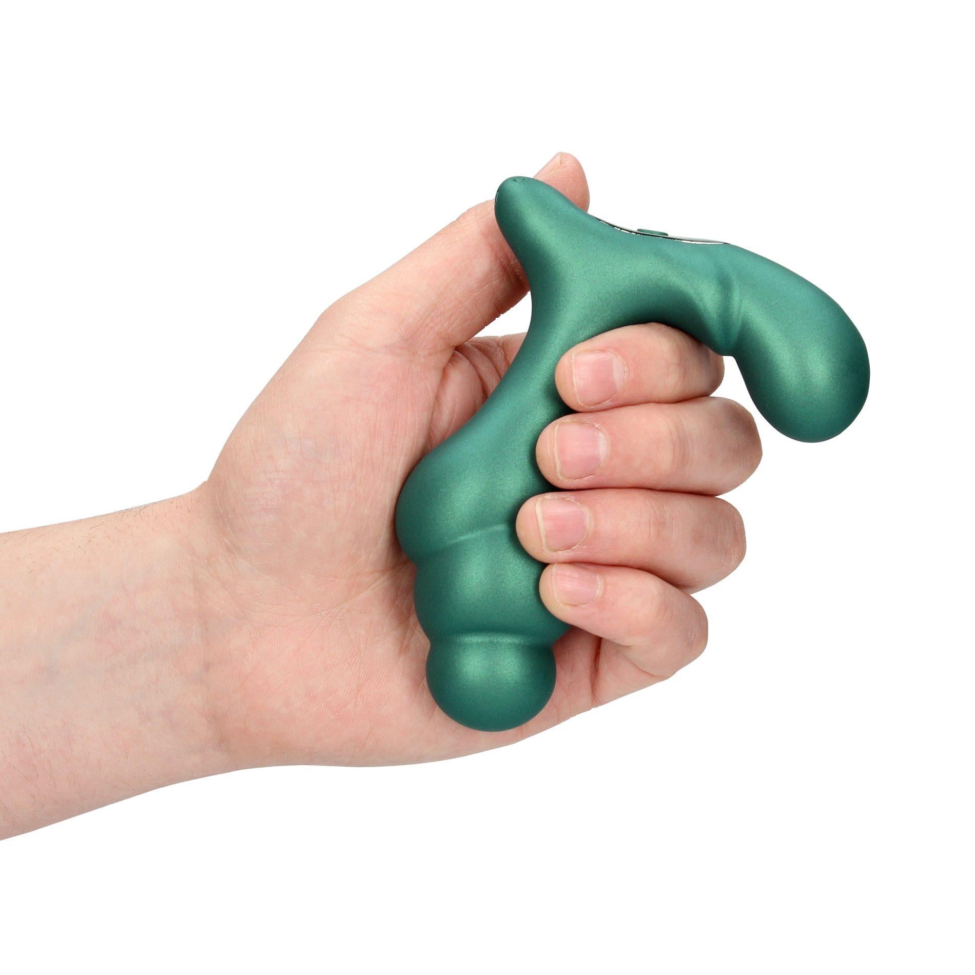 Masseur de prostate vibrant et empilable avec télécommande - Vert métallisé