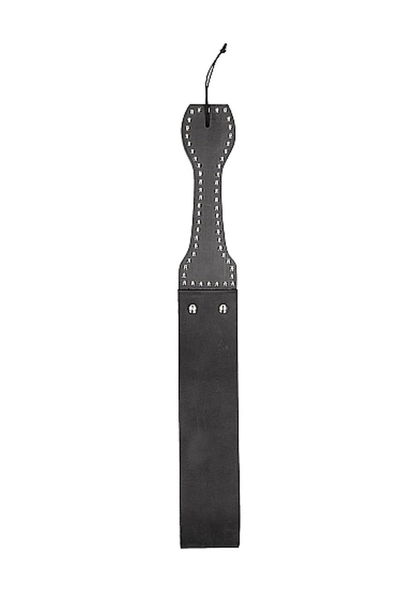 Fouet à main à poignée en bois en cuir – Noir