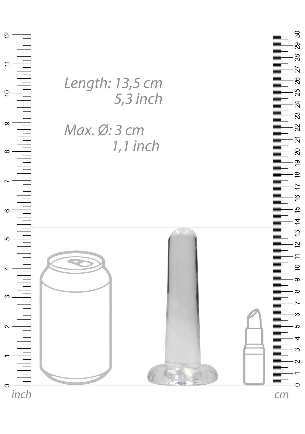 Dildo realista Non 13.5 cm – com ventosa, transparente | RealRock