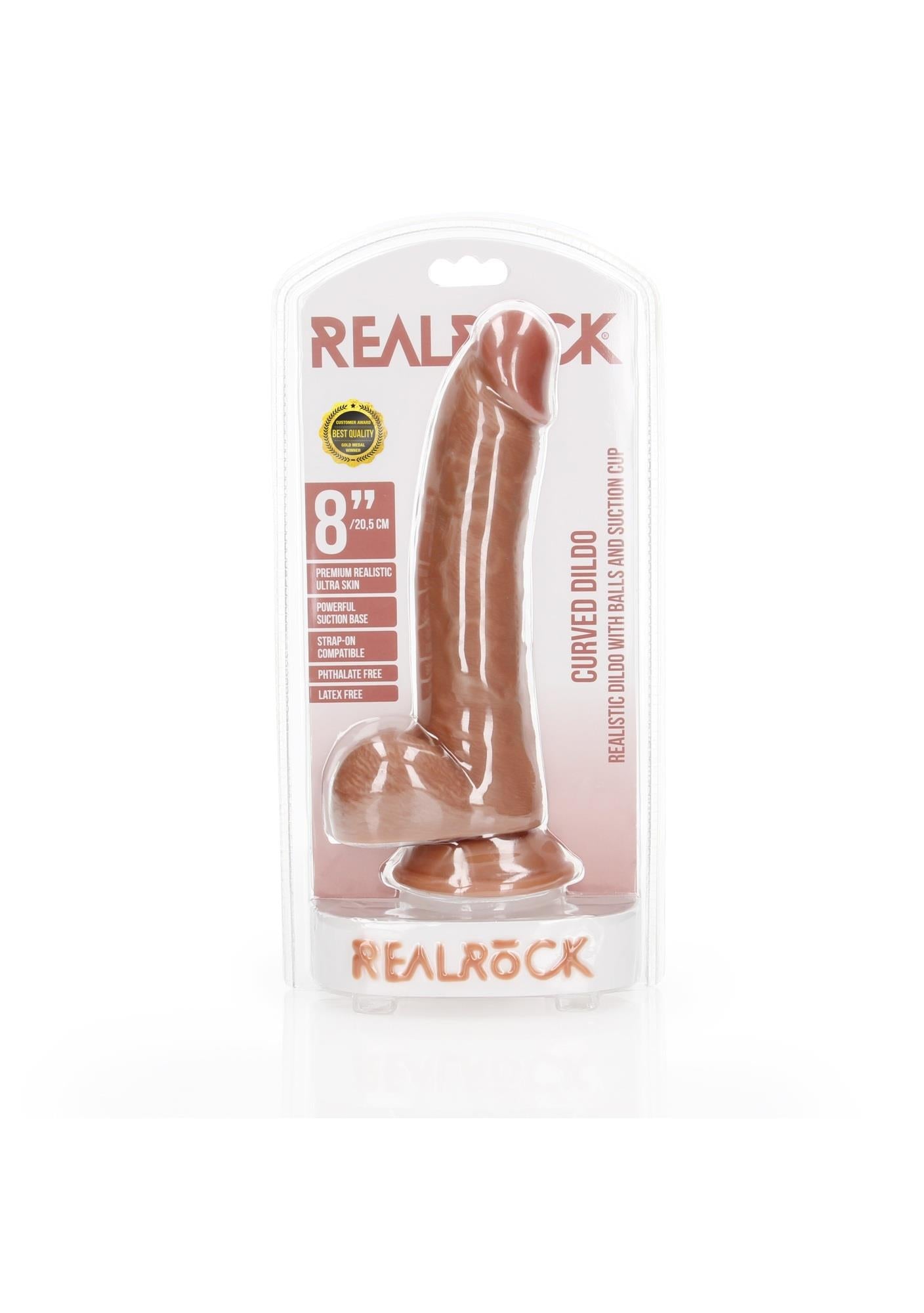 Curved Realistic Dildo with Balls and Suction Cup - 8 / 20,5 cm