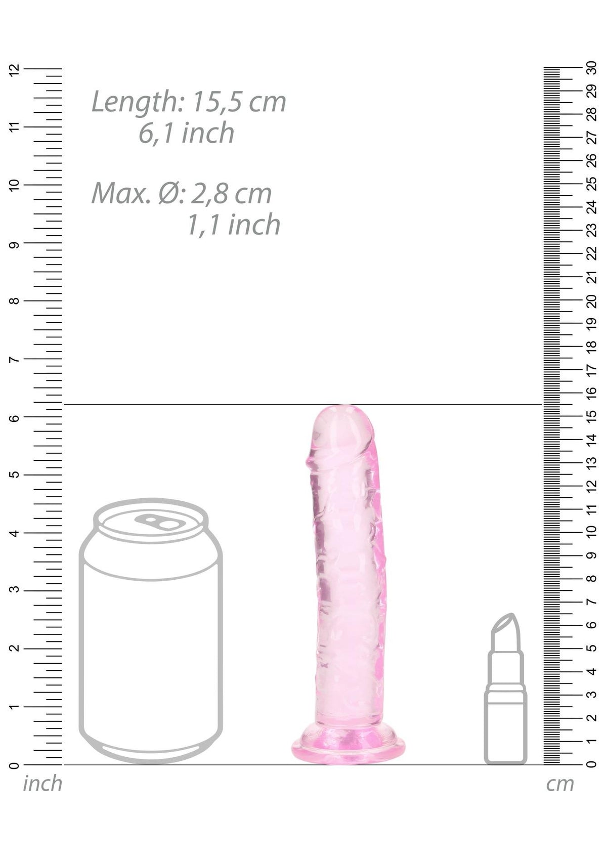 Gode réaliste Straight – avec ventouse, rose 4.9 cm | RealRock