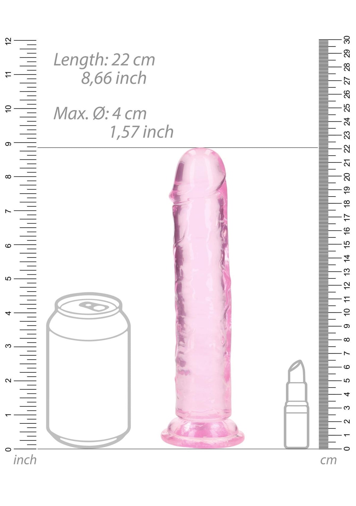 Dildo realistico Straight – con ventosa, rosa 6 cm | RealRock