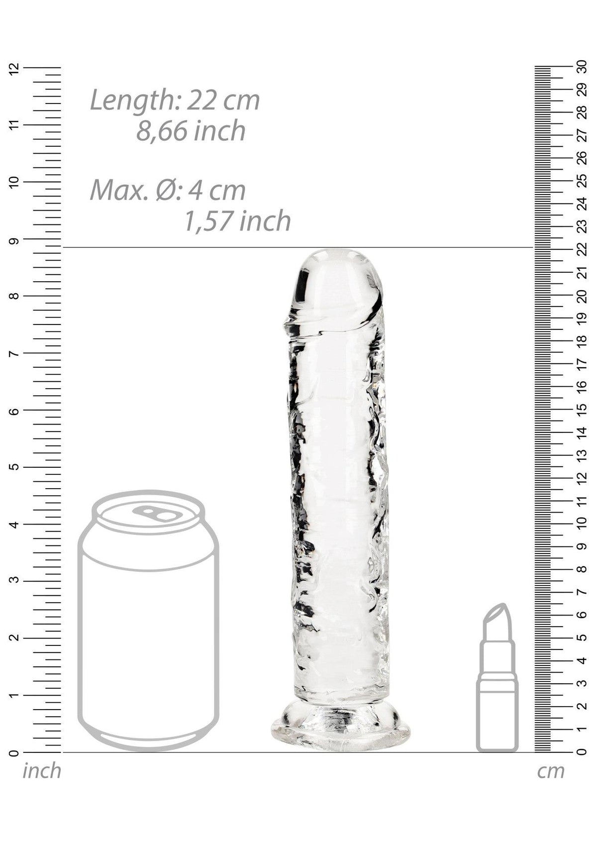 Dildo realistico Straight – con ventosa, trasparente 6 cm | RealRock