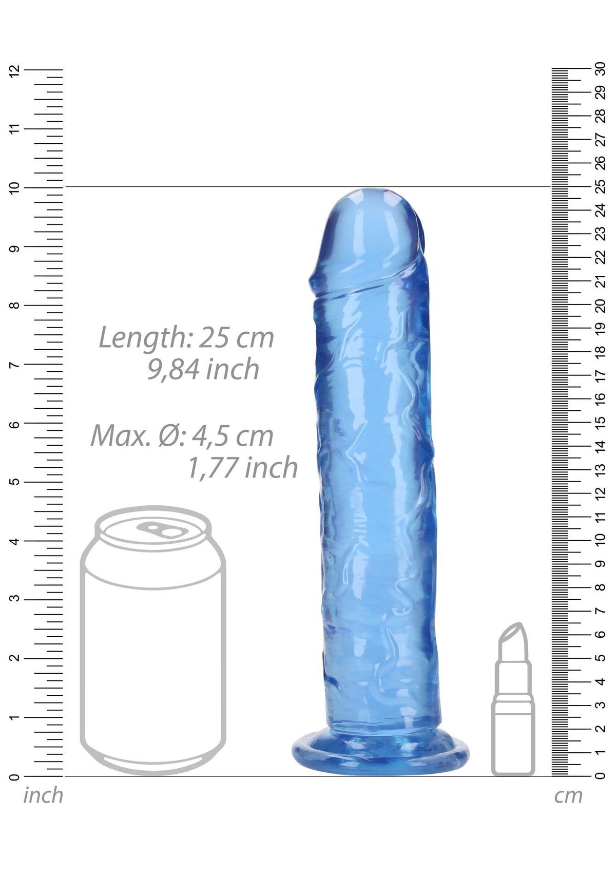 Gode réaliste Straight 7.2 cm – avec ventouse, bleu | RealRock