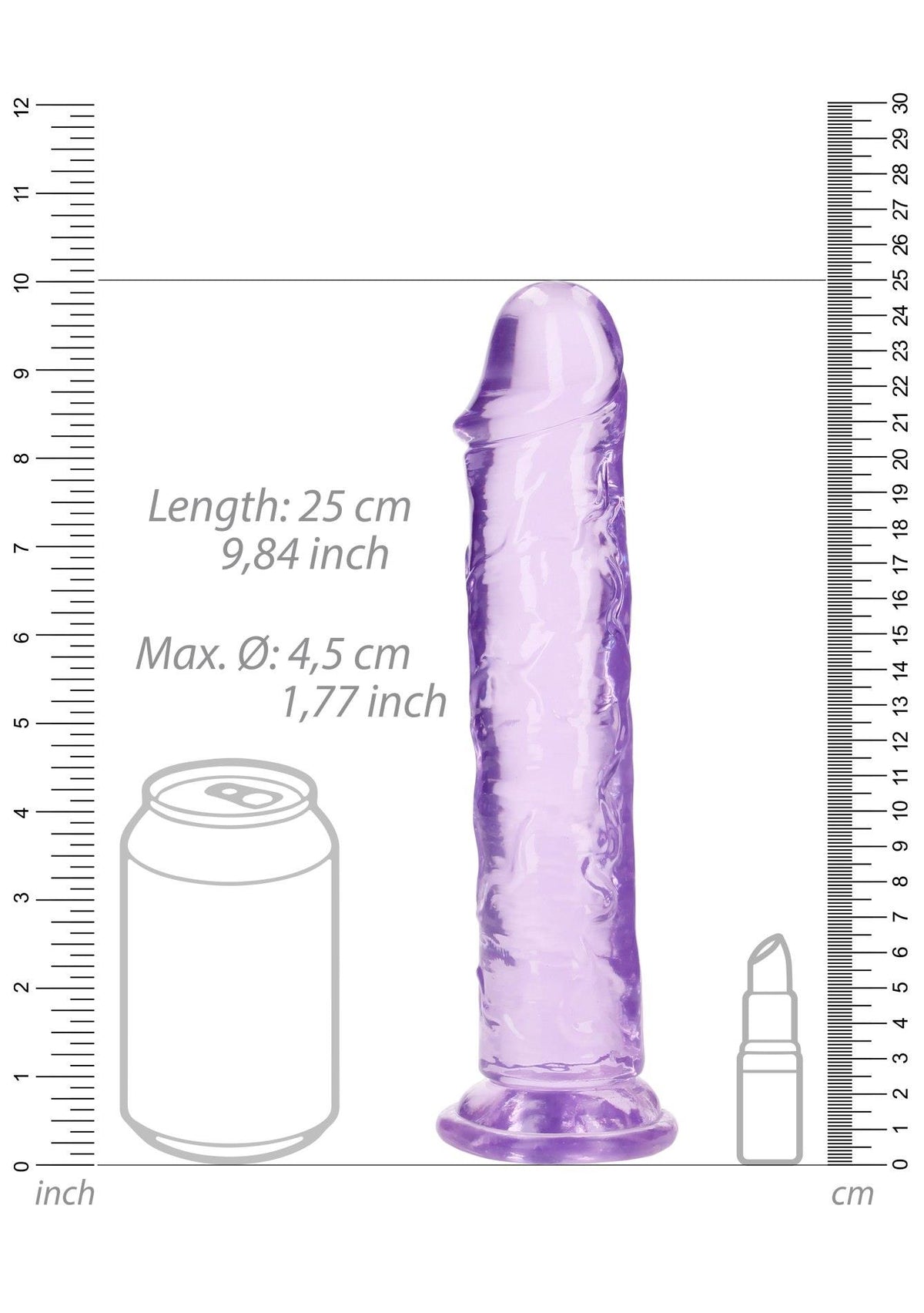 Consolador realista Straight 7.2 cm – con ventosa, morado | RealRock