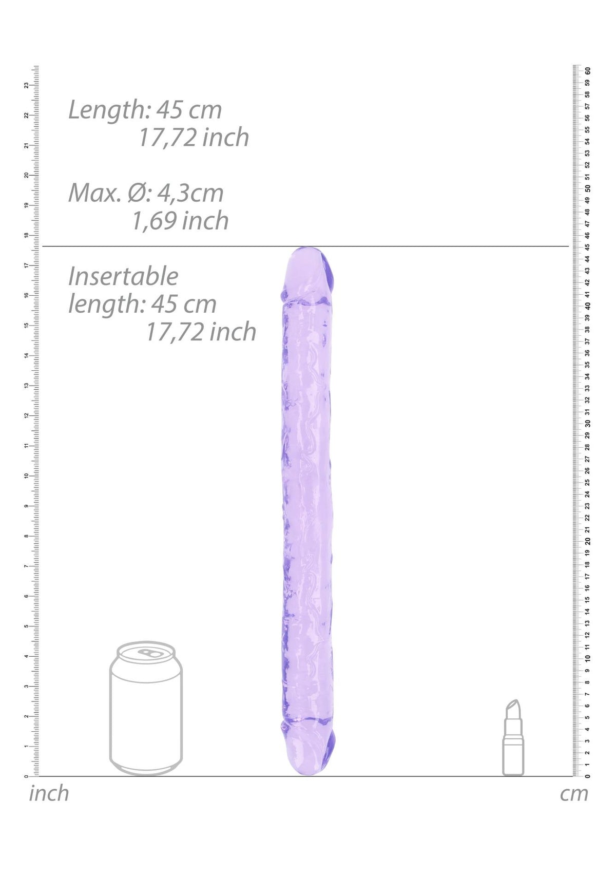 Gode – double, violet 4.4 cm | RealRock
