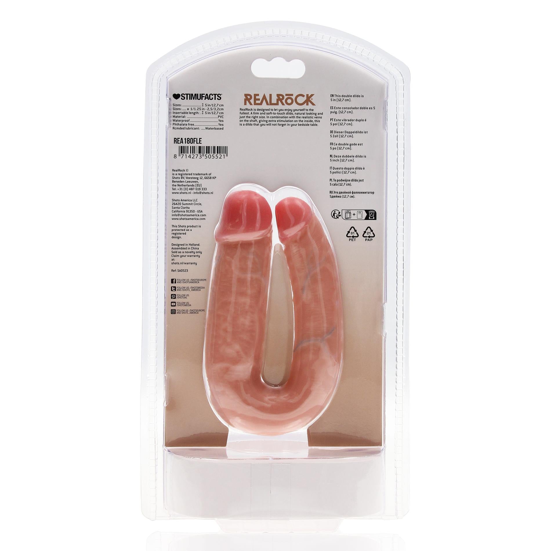 U Shaped Double Dildo 5 / 12,7 cm - Flesh
