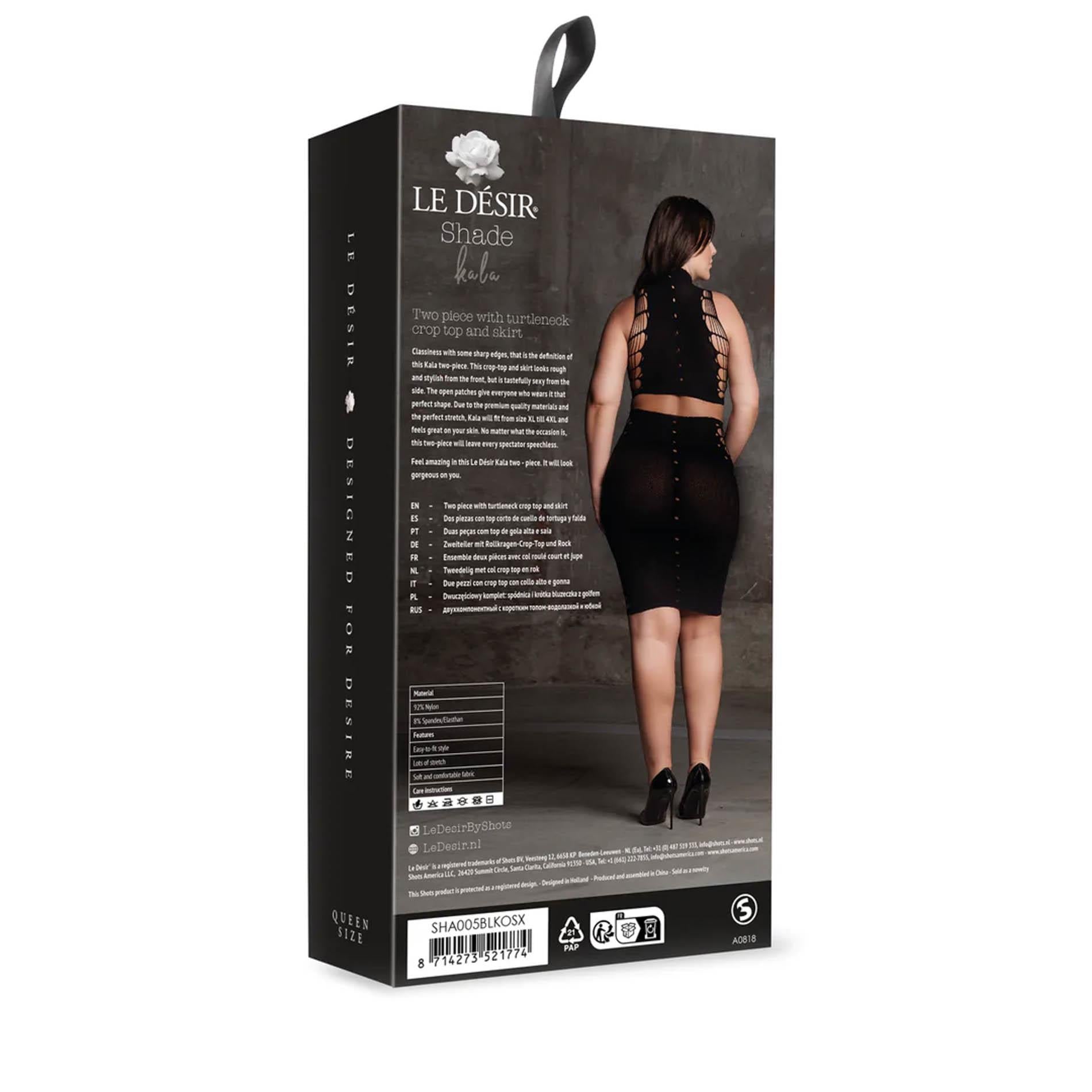 Kala XXXVII - Two Piece with Turtleneck Crop Top and Skirt - Queen Size - Black
