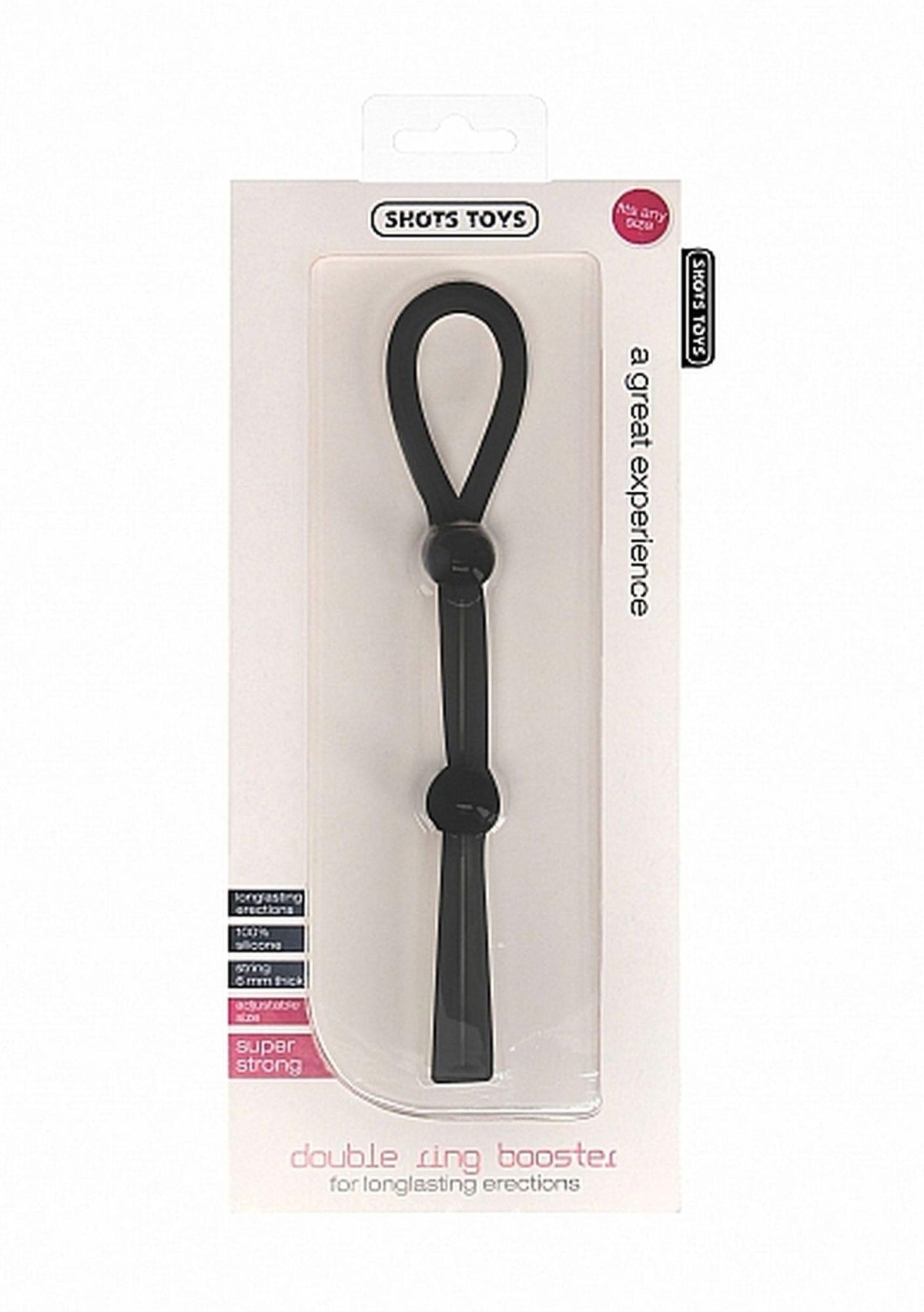 Anello fallico Booster – doppio, nero 20 cm | Shots Toys