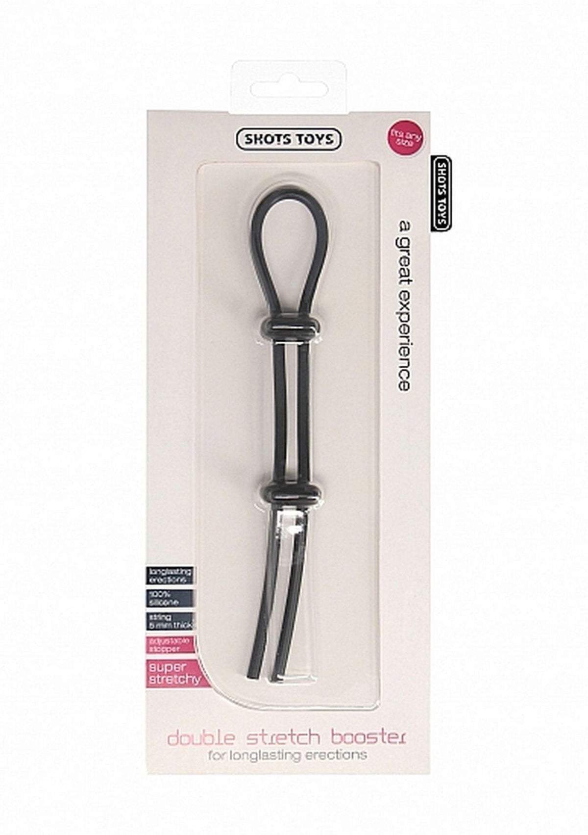 Anello fallico Booster – doppio, nero 19.7 cm | Shots Toys