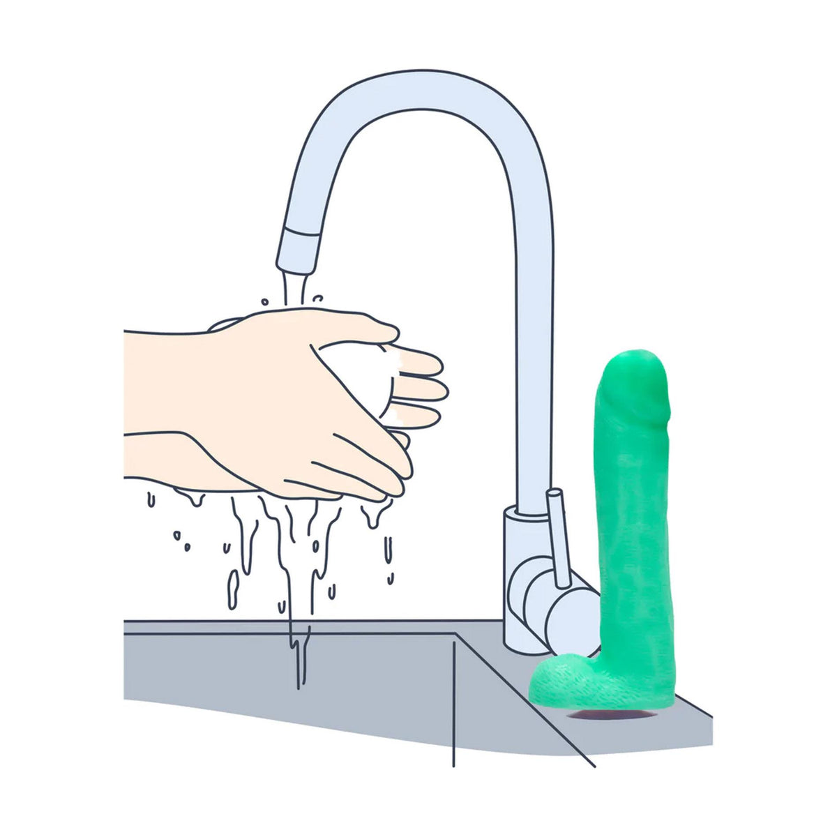 Consolador realista Dicky Soap – con ventosa, fosforescente | S-Line