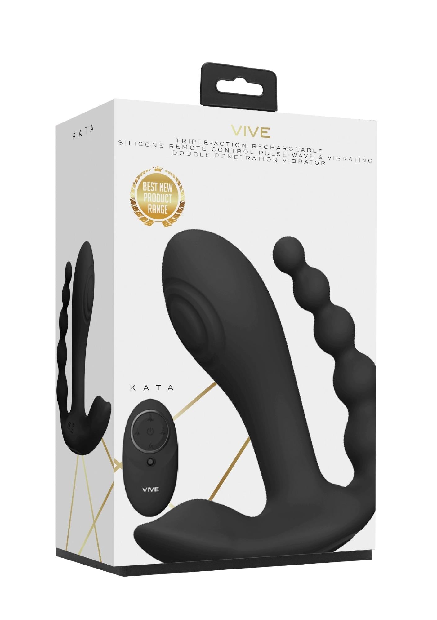 Kata - Pulse Wave Vibrating Double Penetration Vibrator - Black