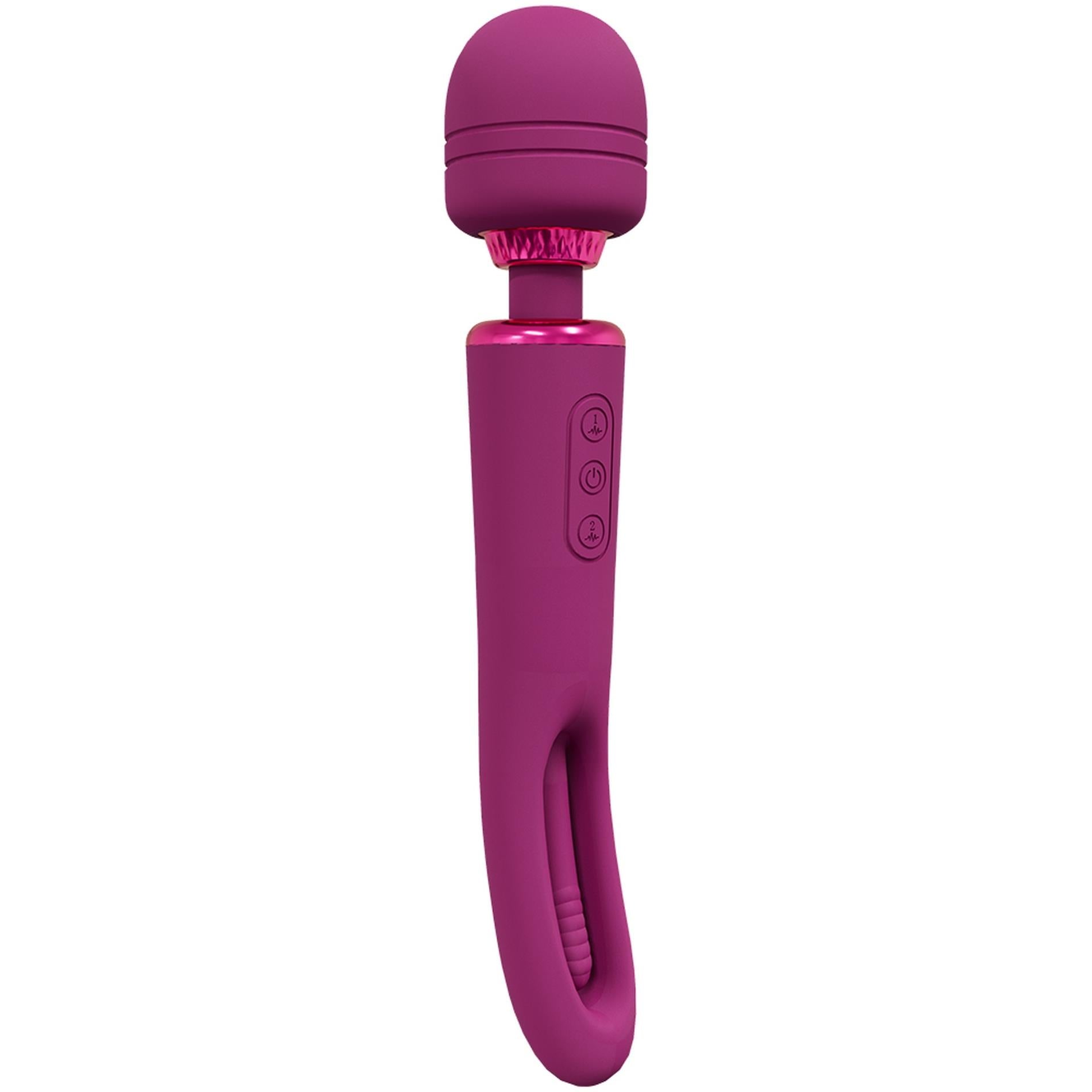 Kiku - Double Ended Wand with Innovative G-Spot Flapping Stimulator - Pink