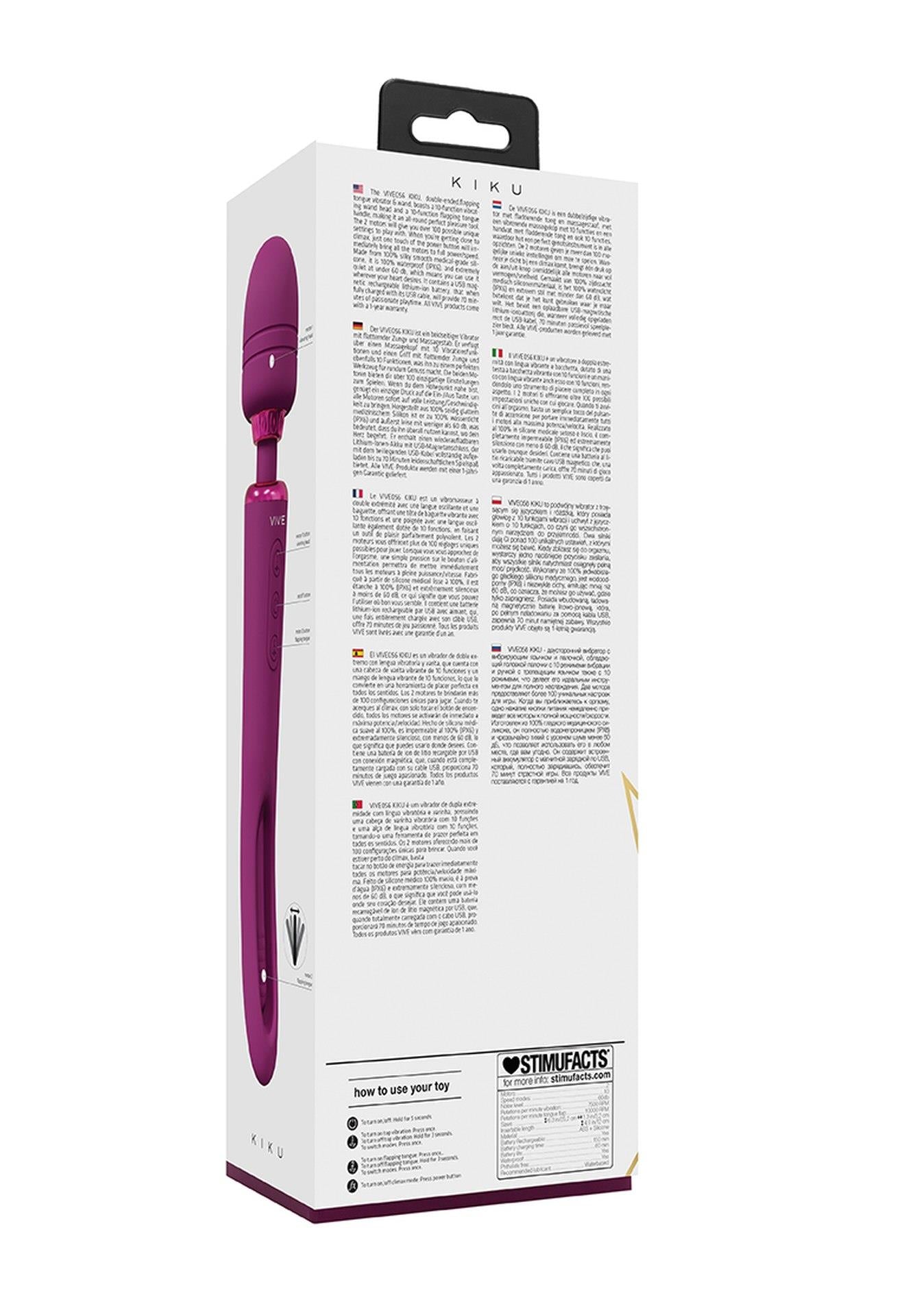 Kiku - Double Ended Wand with Innovative G-Spot Flapping Stimulator - Pink