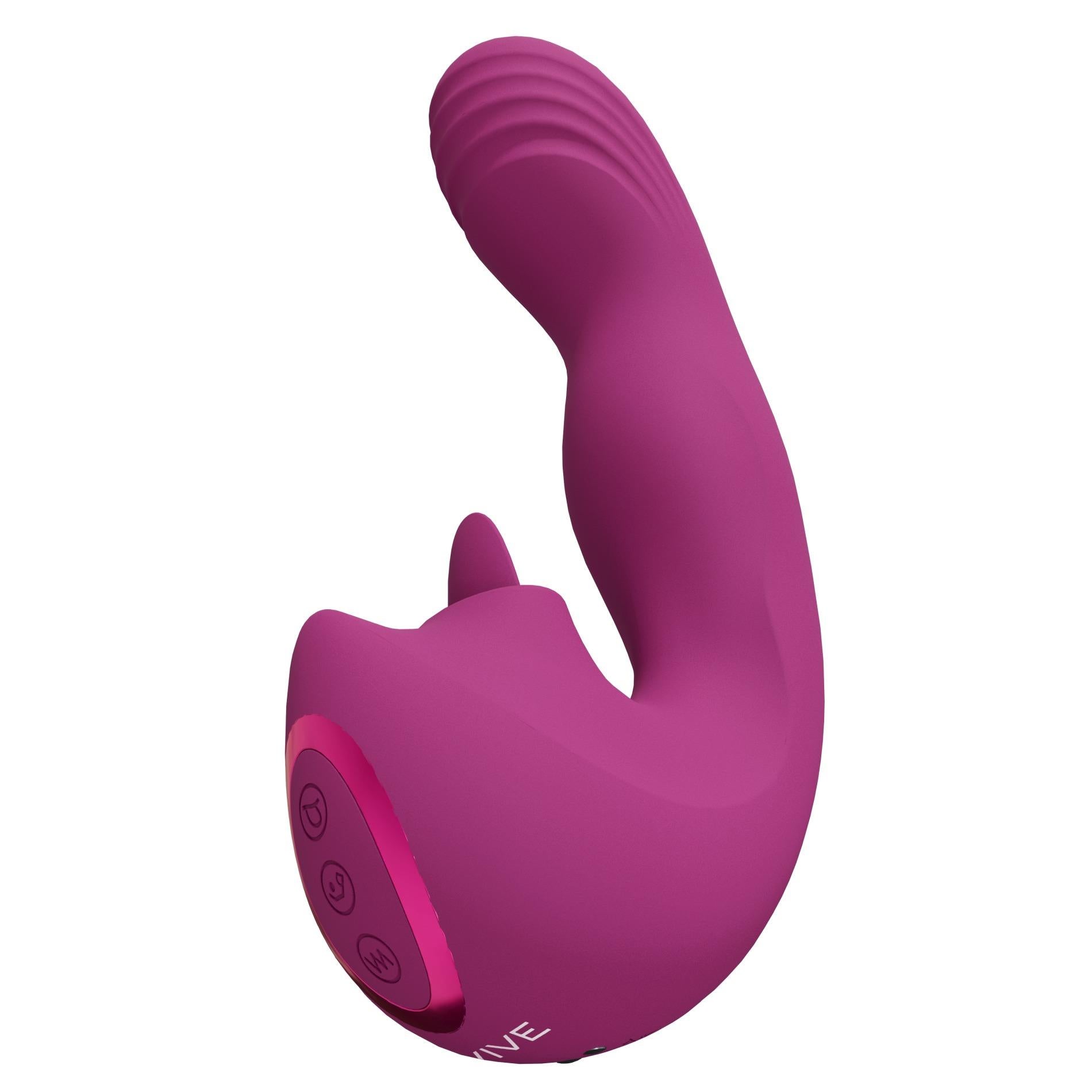 VIVE - Yumi - Rechargeur Triple Moteur - Vibrateur Point G à Mouvement des Doigts et Stimulateur Langue Scintillant